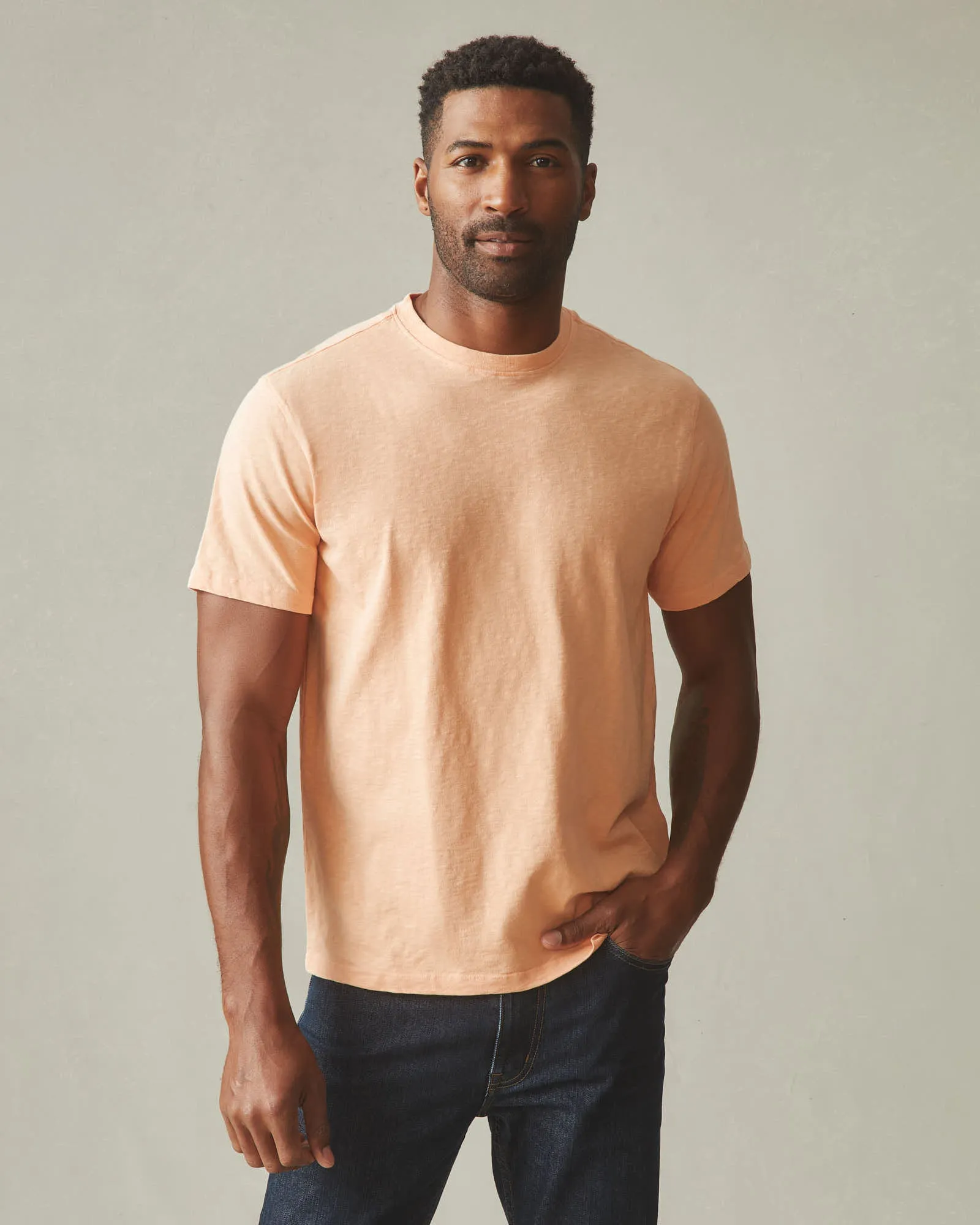 Men's Premium Slub Crew Tee - Peach Fuzz sold by American Giant