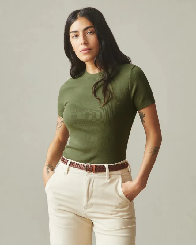 Women's Luxe Rib Crew Tee - Fern sold by American Giant