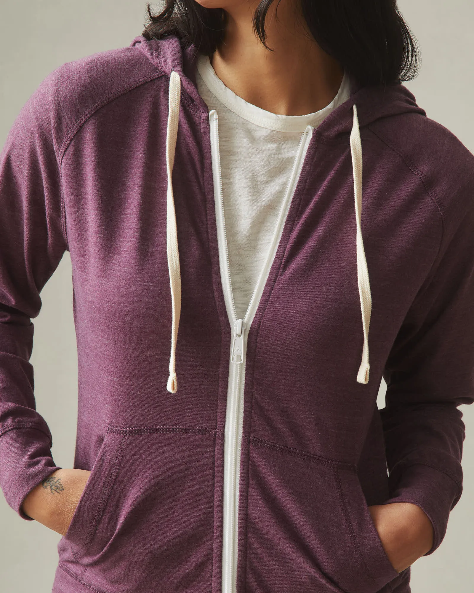 Women's Lightweight Full Zip - Grape Wine Heather sold by American Giant product image thumbnail 2
