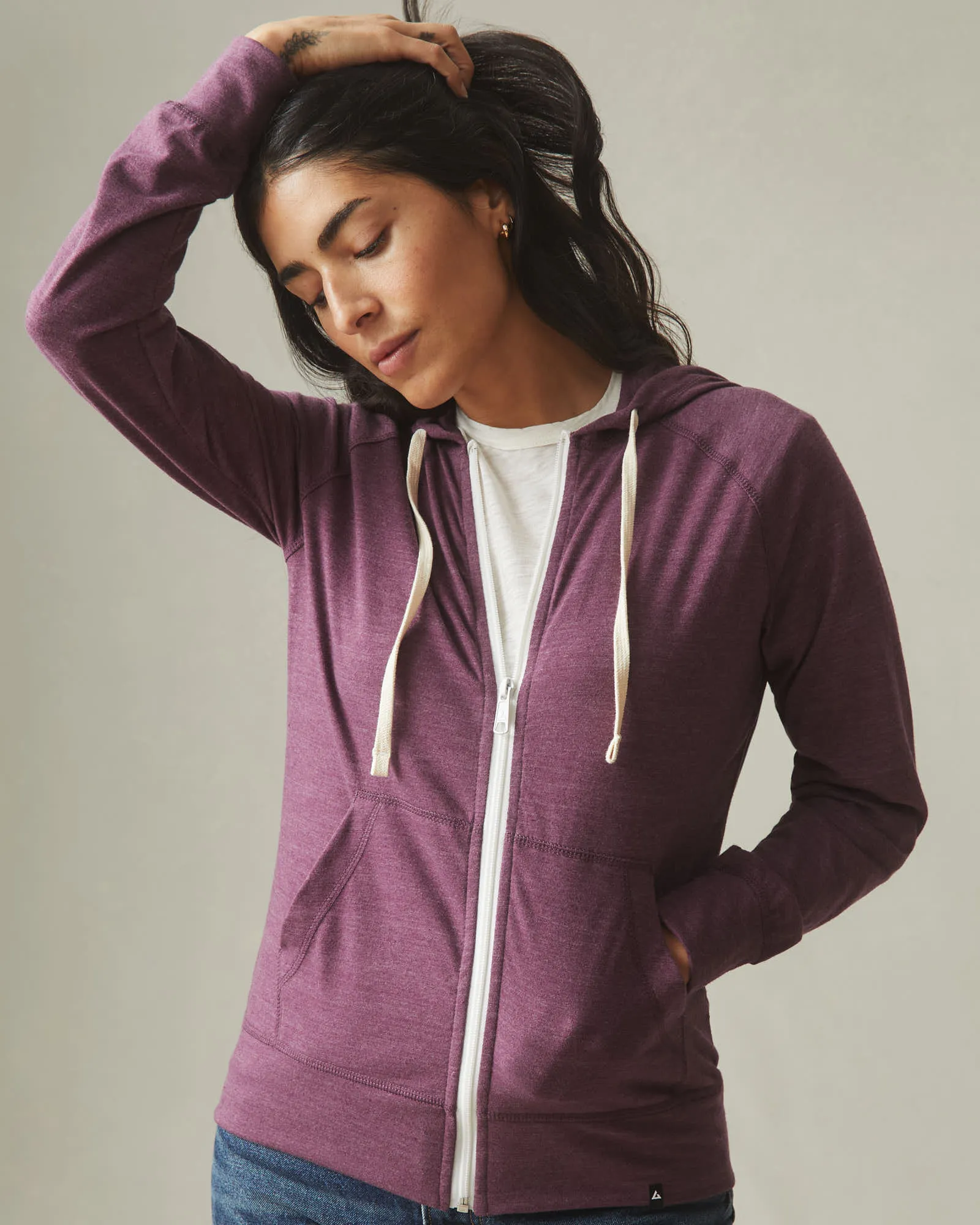 Women's Lightweight Full Zip - Grape Wine Heather sold by American Giant product image thumbnail 3