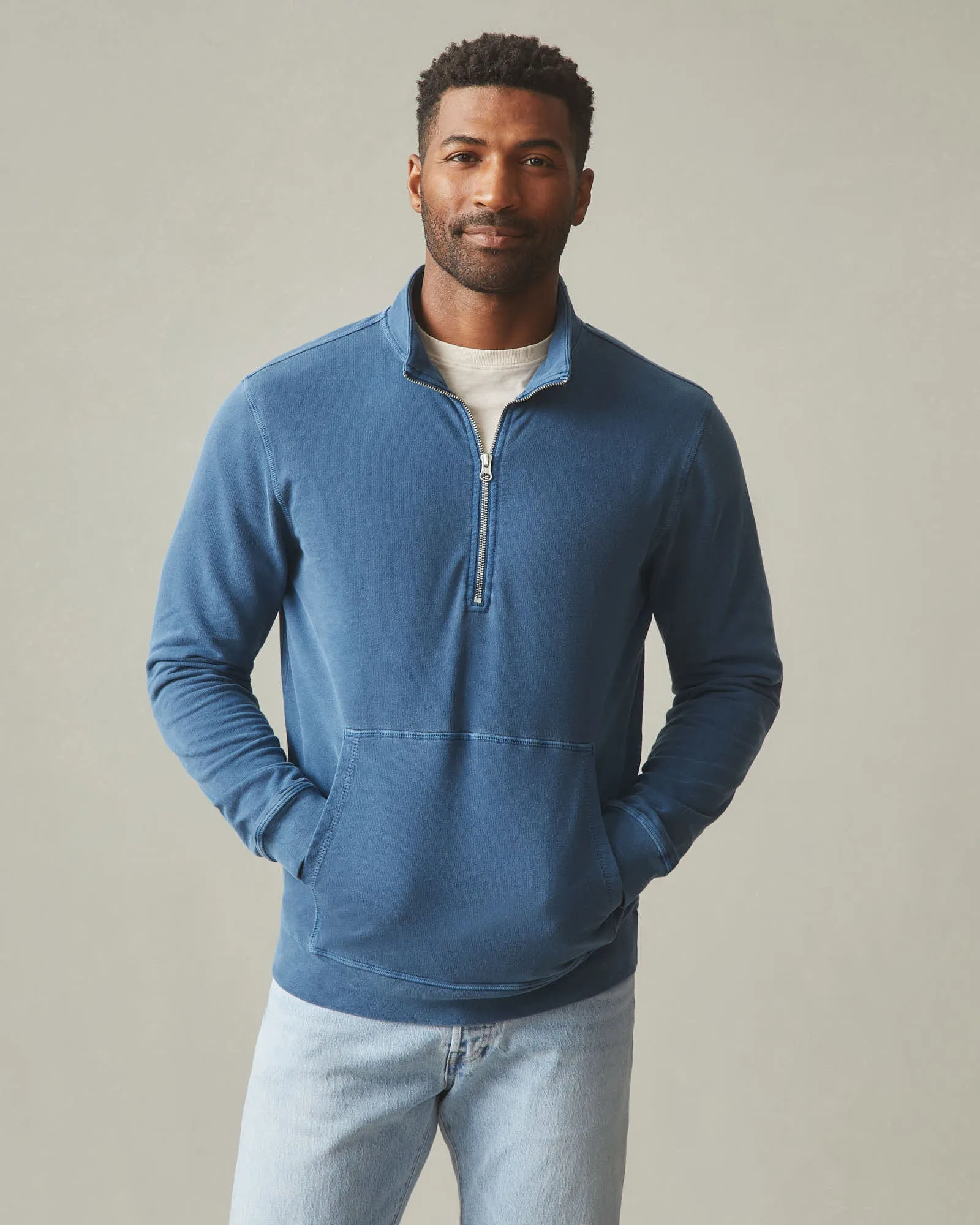 Men's French Terry Half Zip - Marine Navy sold by American Giant