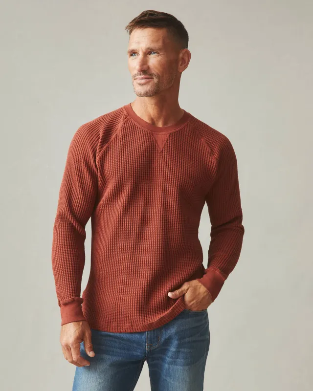 Men's Waffle Crew Long Sleeve - Smoked Paprika sold by American Giant