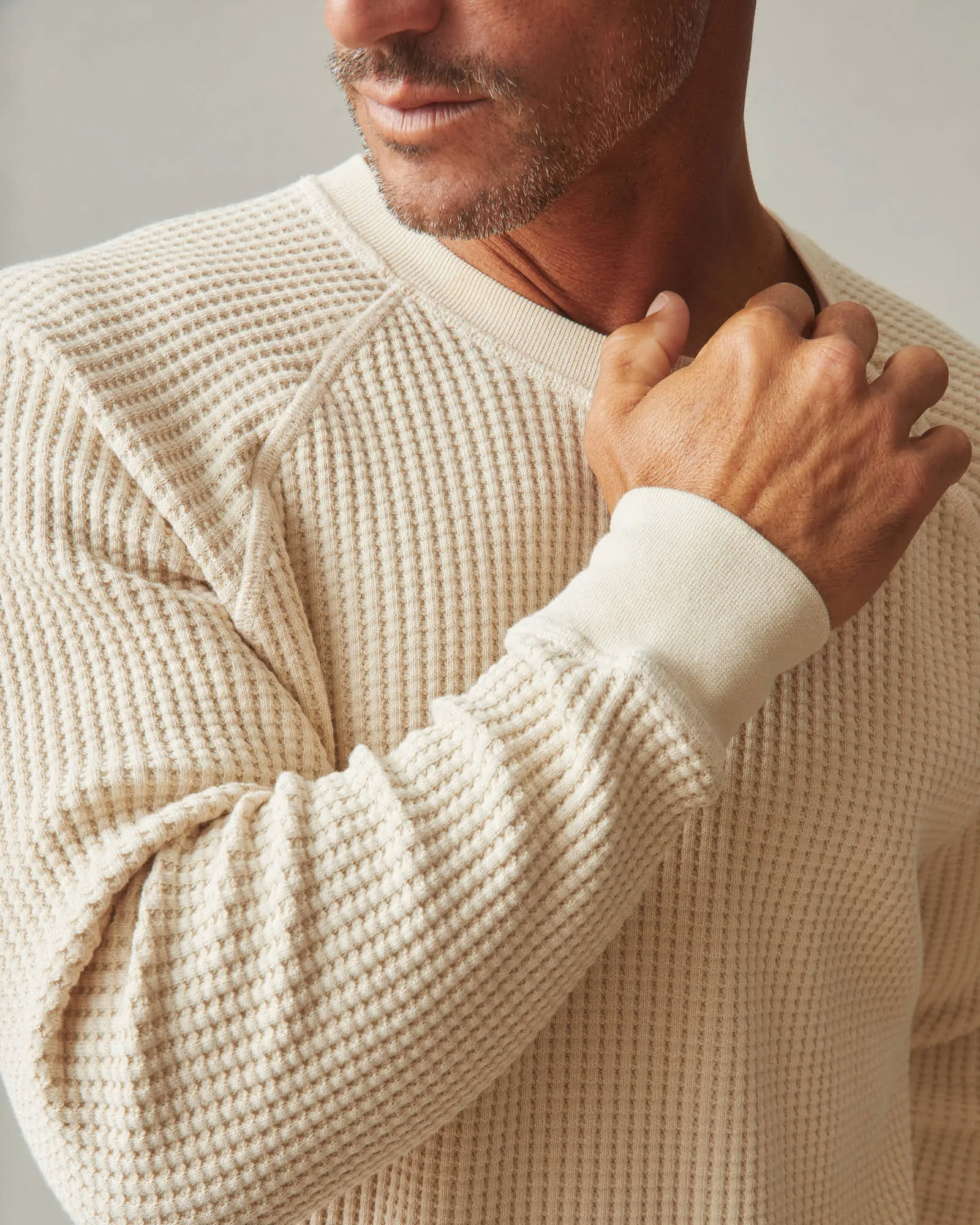 Men's Waffle Crew Long Sleeve - Creme Brulee sold by American Giant product image thumbnail 2