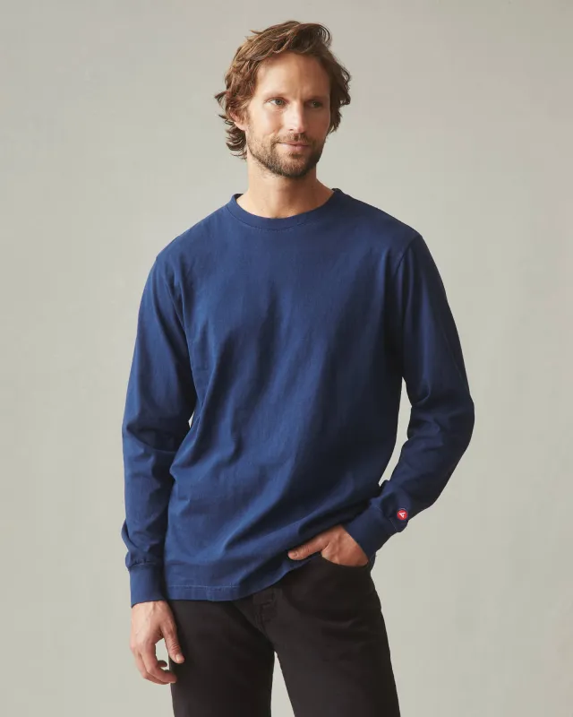 Men's Vintage Crew Long Sleeve Tee - Washed Pageant Blue sold by American Giant