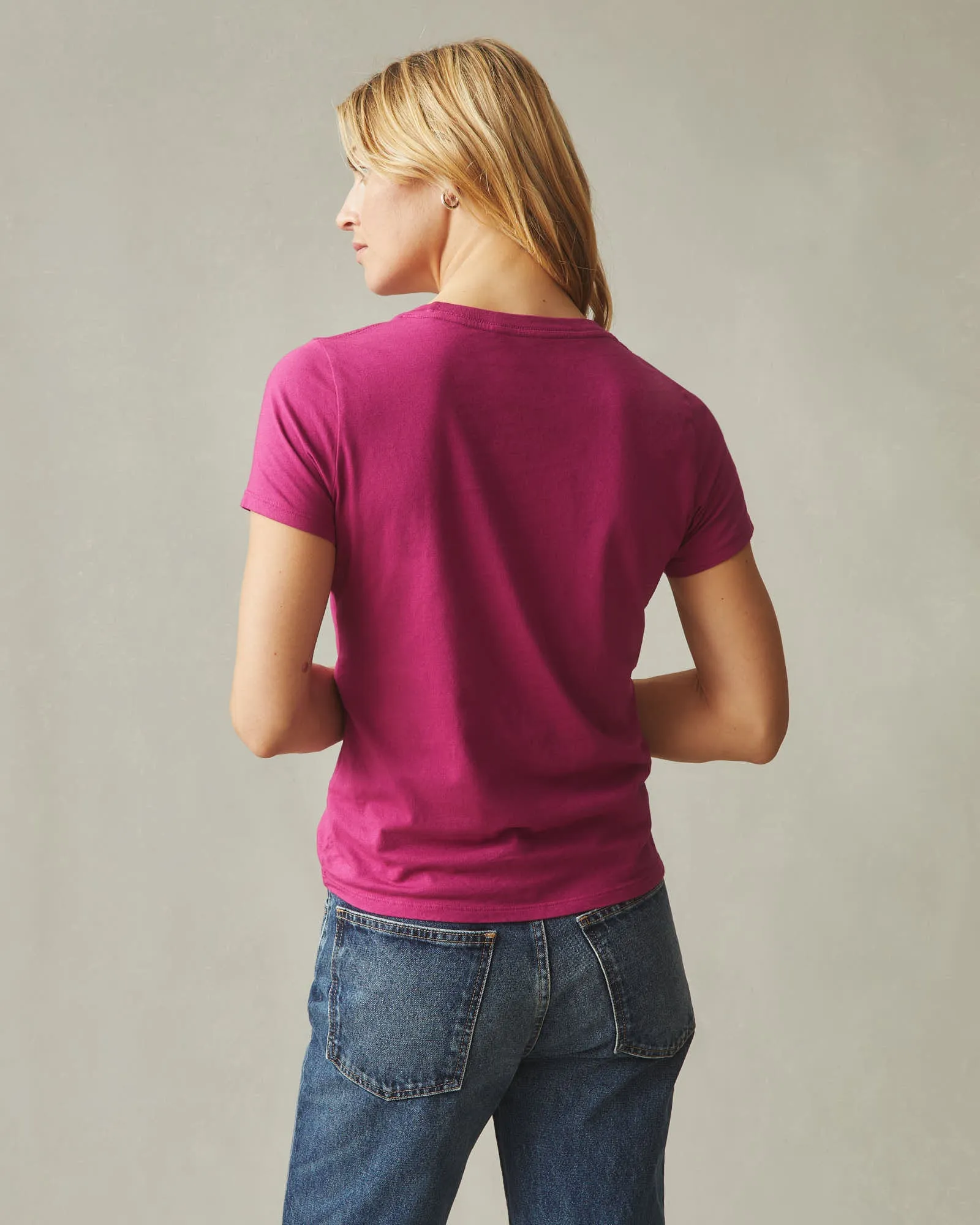 Women's Classic Cotton Crew Tee - Raspberry sold by American Giant product image thumbnail 3