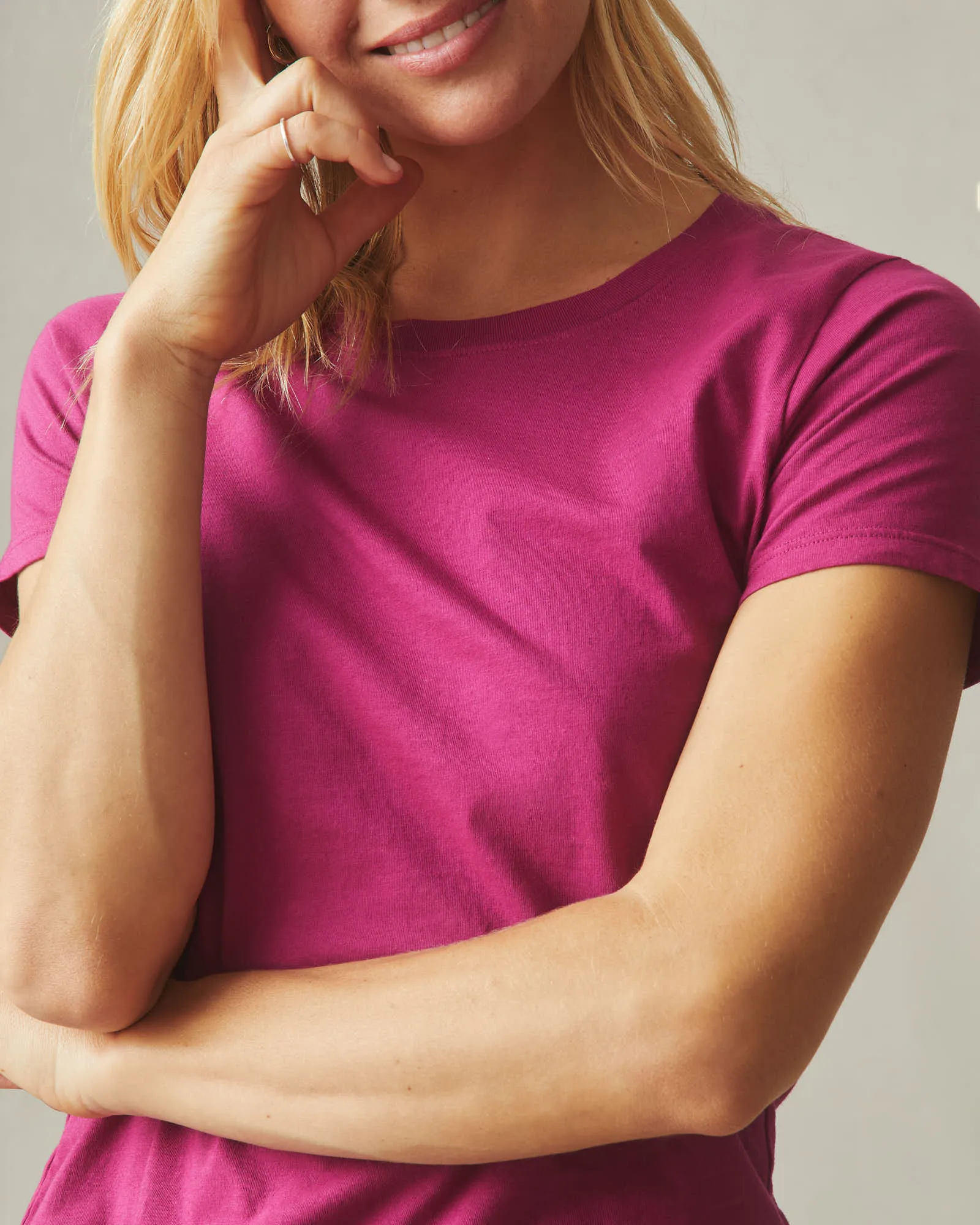 Women's Classic Cotton Crew Tee - Raspberry sold by American Giant product image thumbnail 4