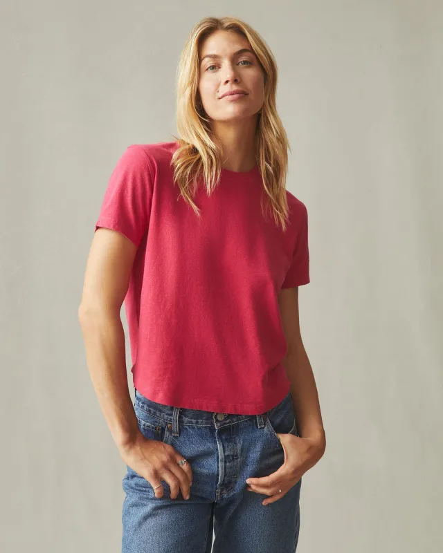 Women's Hemp Jersey Crew Tee - Virtual Pink sold by American Giant
