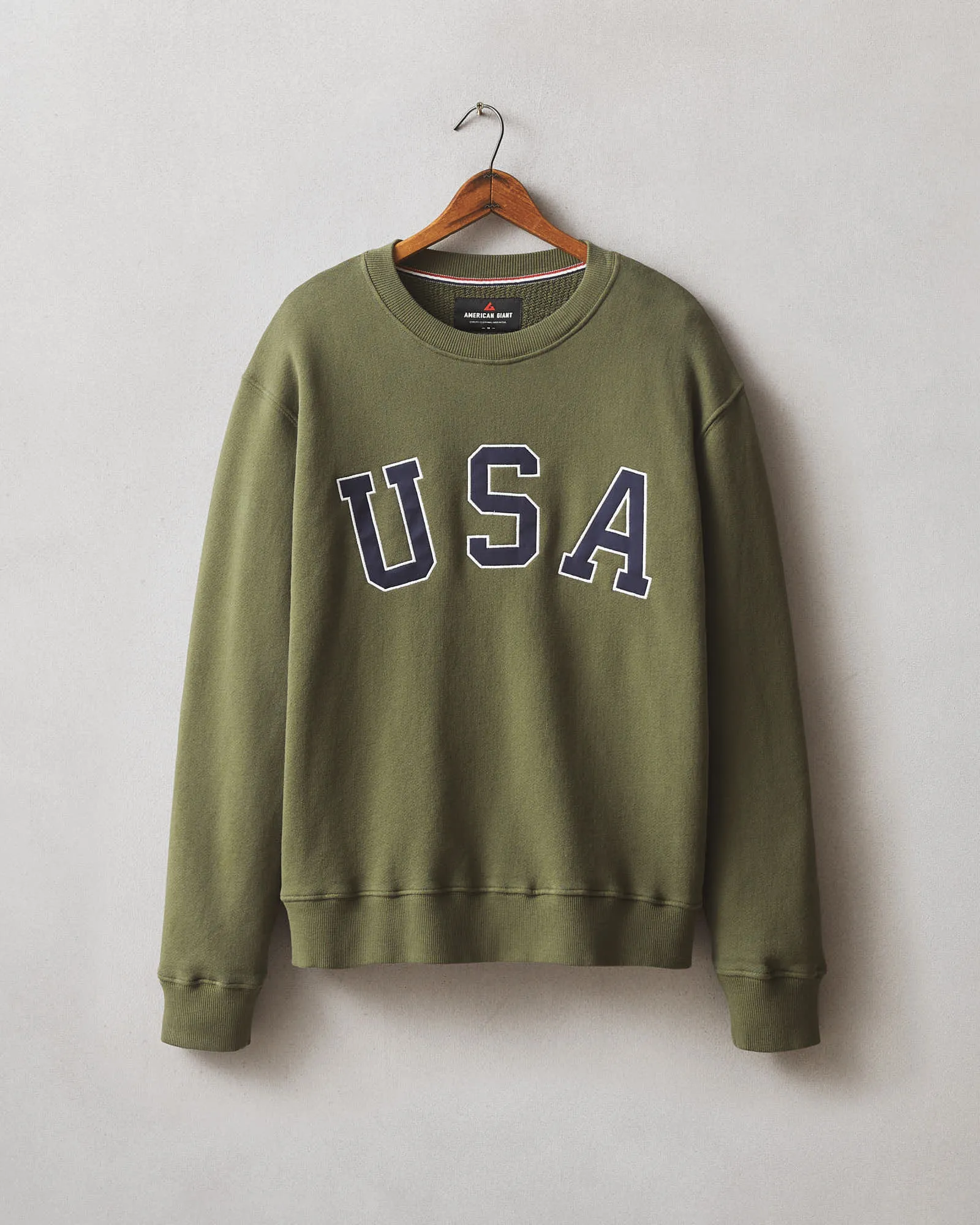 Unisex Relaxed French Terry USA Crew - Olive sold by American Giant