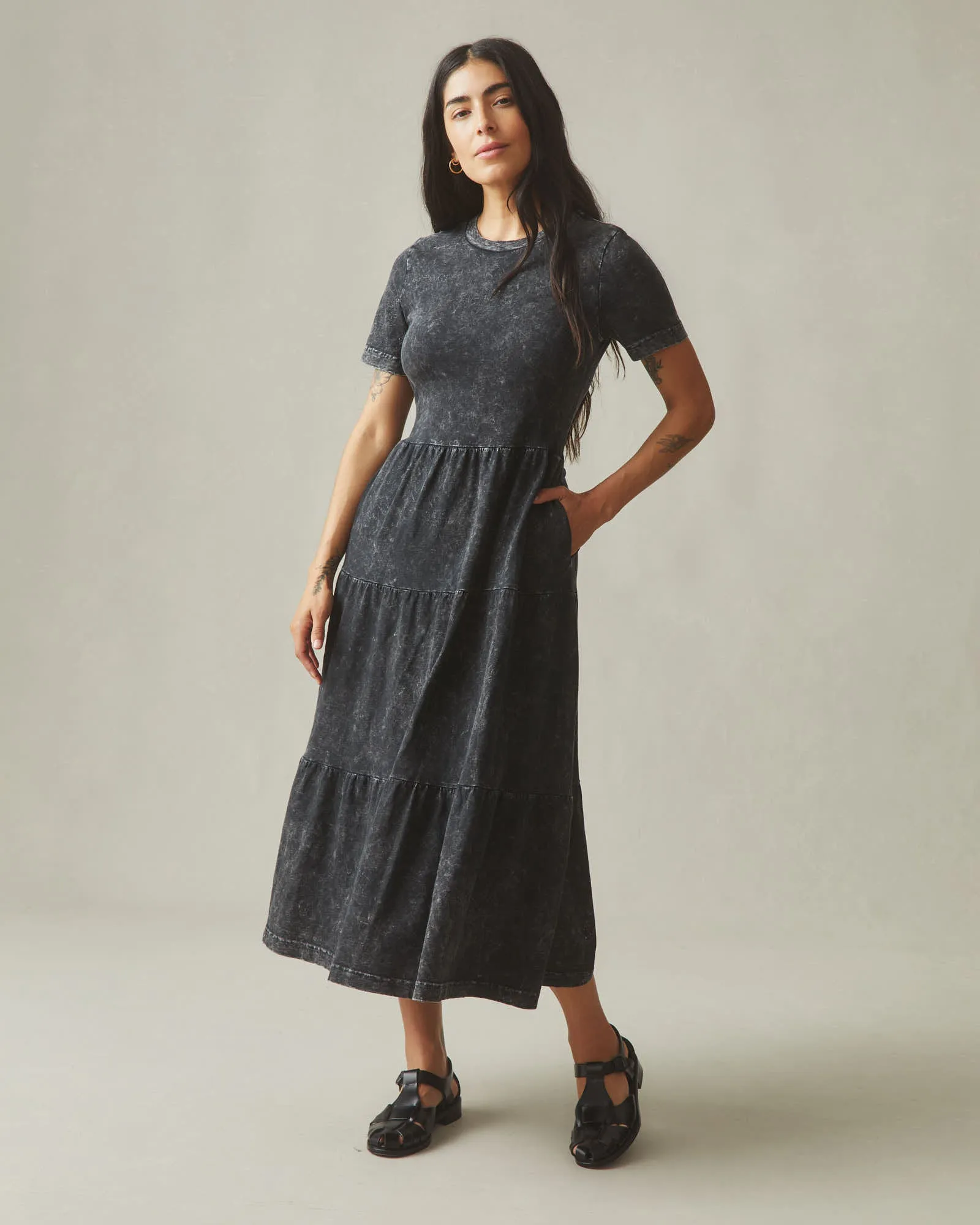 Women's Premium Slub Tiered Dress - Washed Mineral Black sold by American Giant product image thumbnail 2