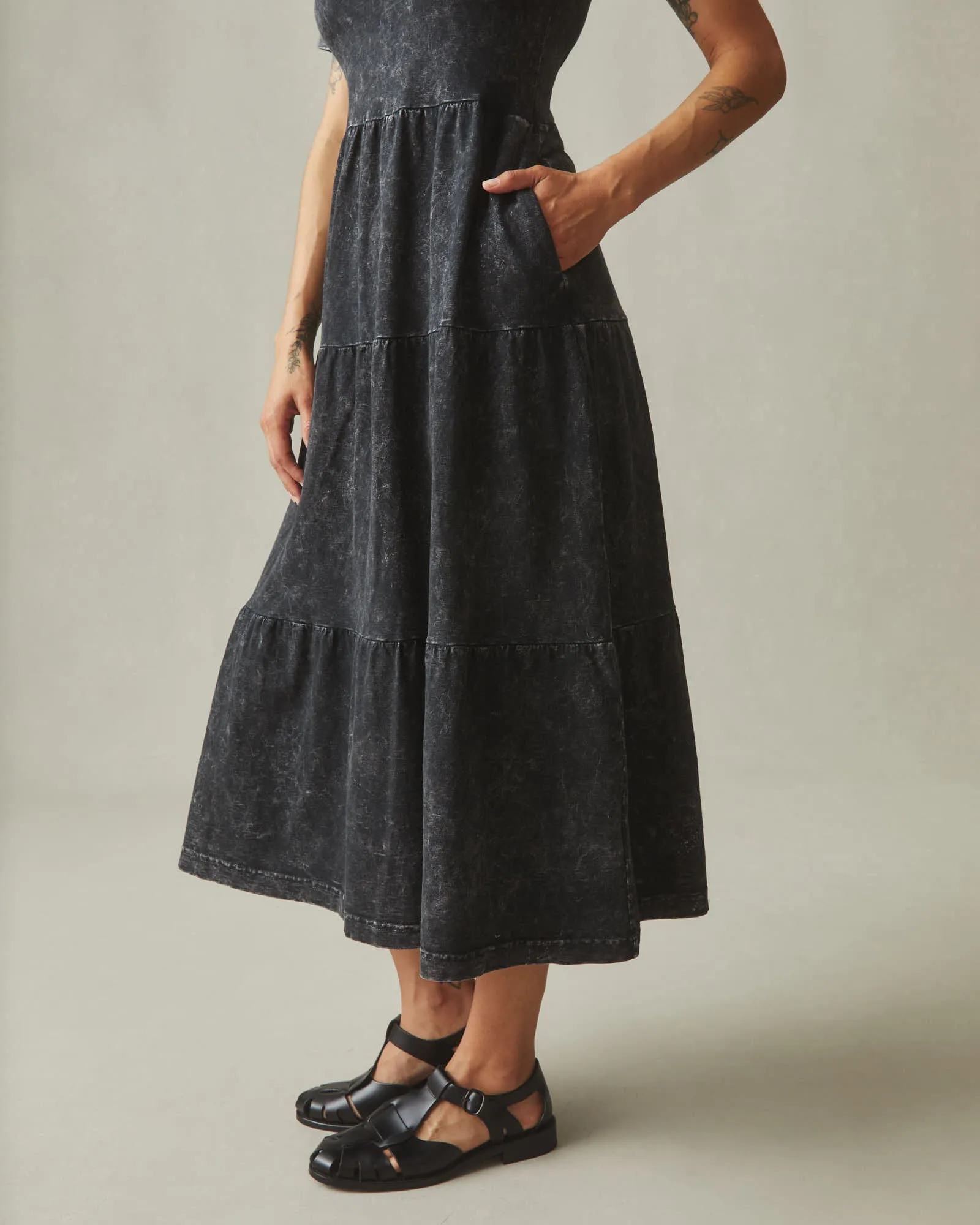 Women's Premium Slub Tiered Dress - Washed Mineral Black sold by American Giant product image thumbnail 4