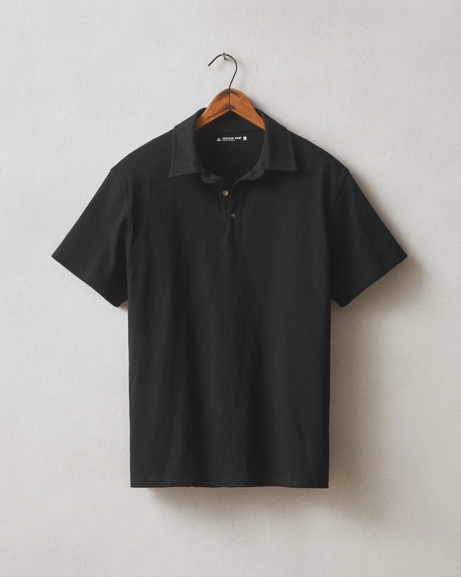 Men's Premium Slub Polo - Black sold by American Giant