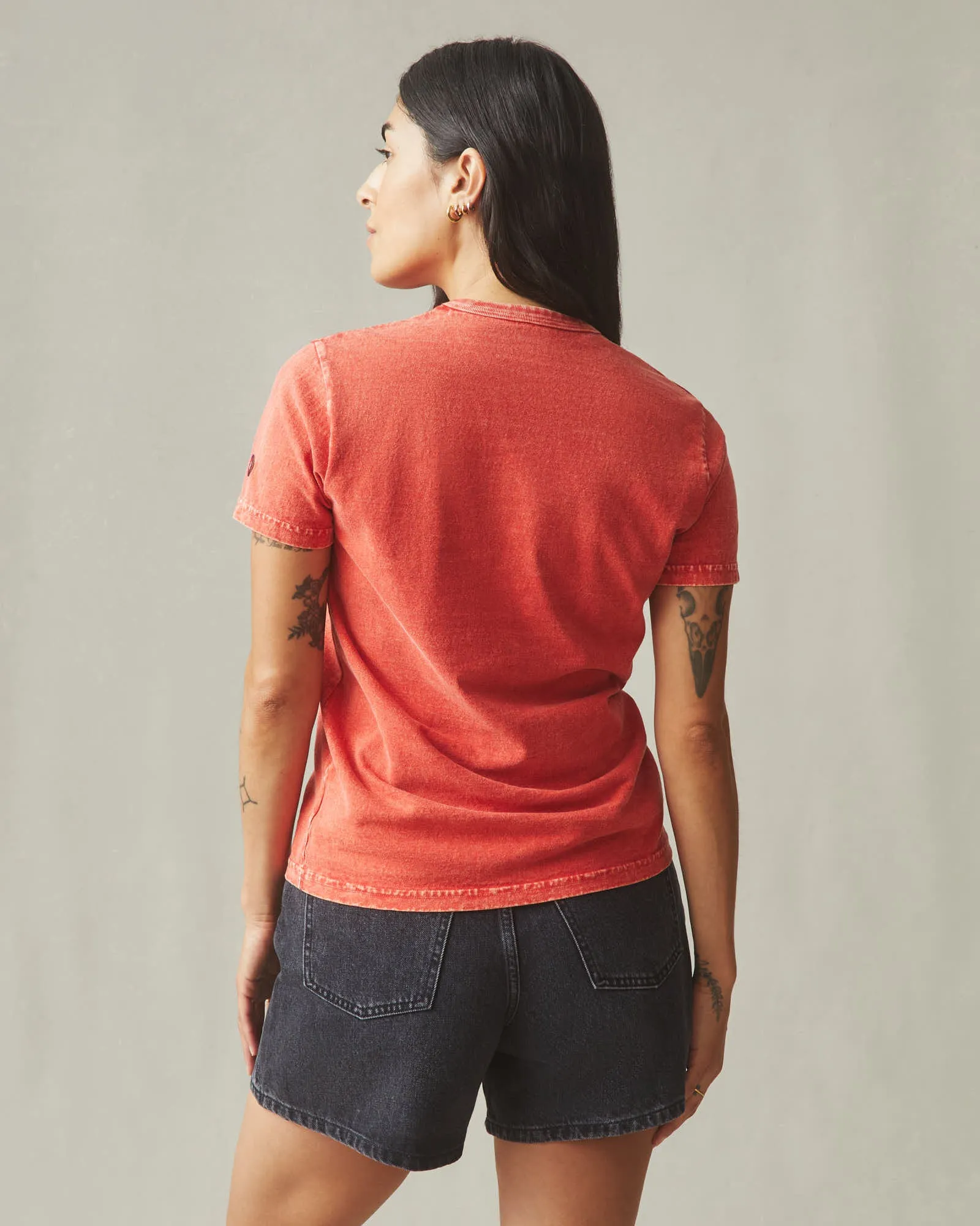 Women's Vintage Crew Tee - Mineral Wash Crimson sold by American Giant product image thumbnail 2