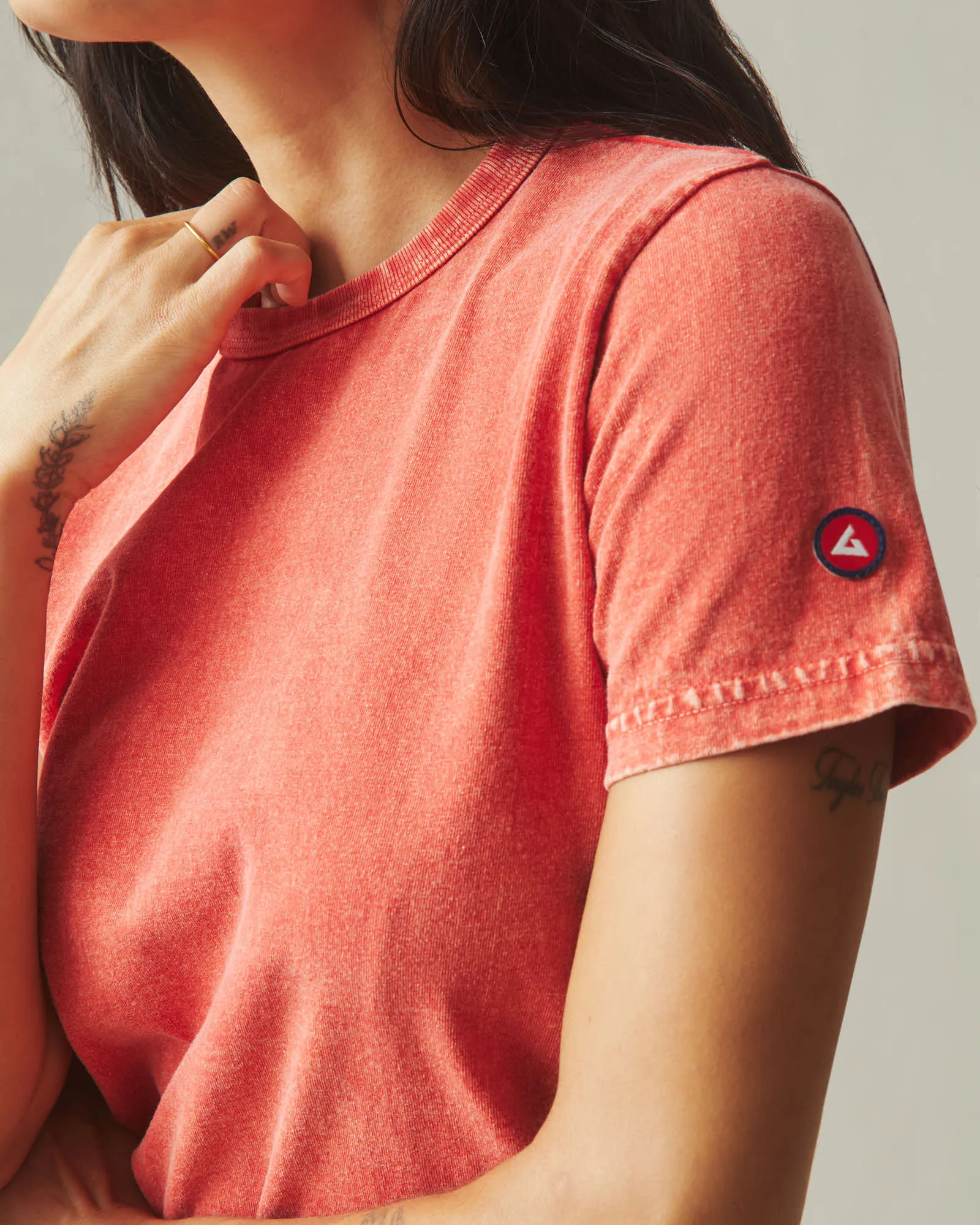 Women's Vintage Crew Tee - Mineral Wash Crimson sold by American Giant product image thumbnail 3
