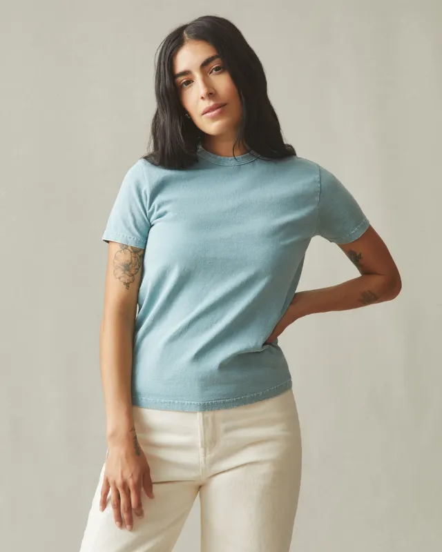 Women's Vintage Crew Tee - Mineral Wash Blue Mineral sold by American Giant