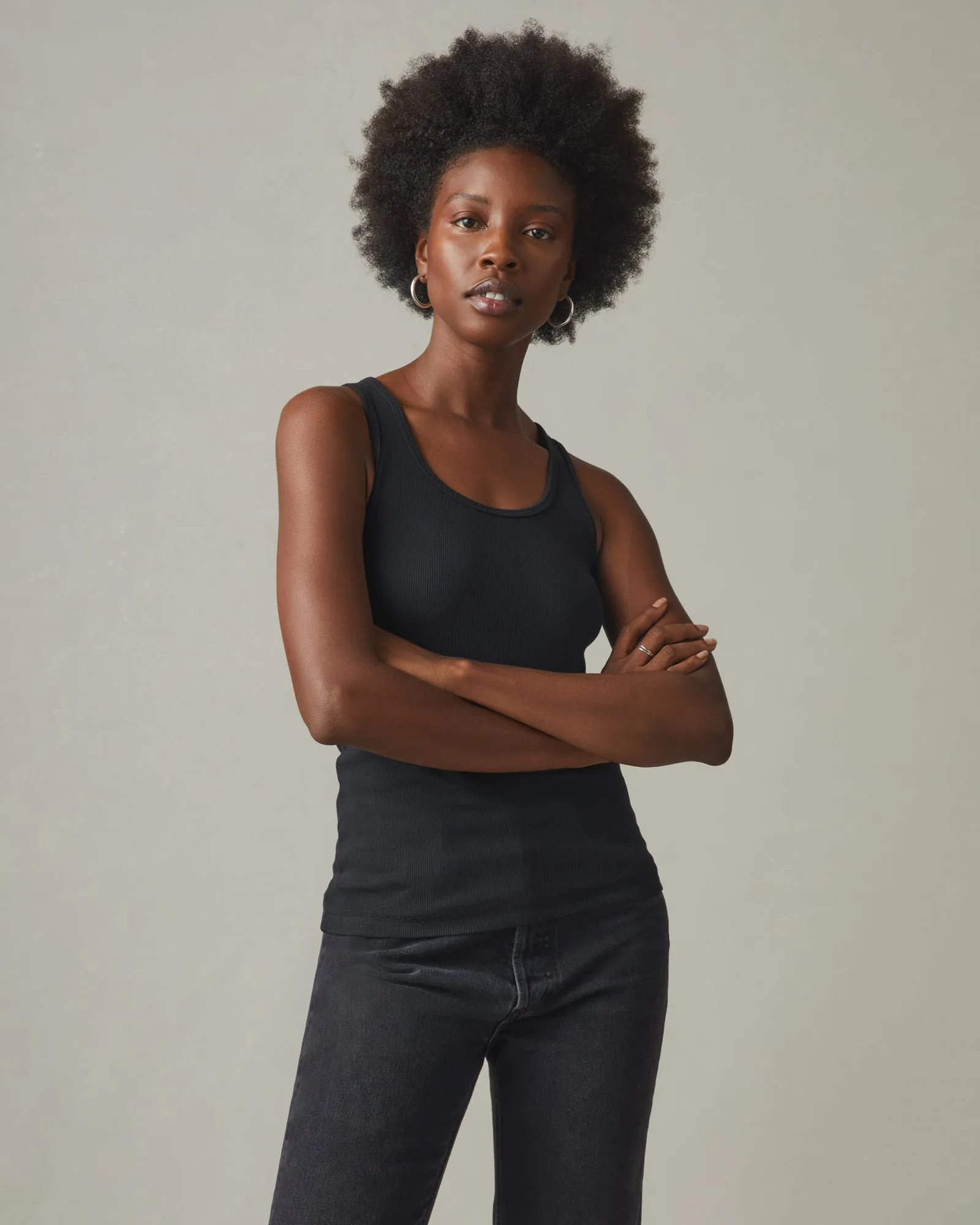 Women's Rib Tank - Black sold by American Giant