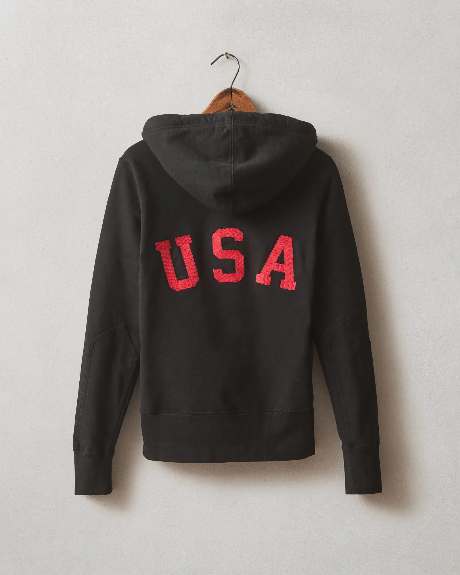 Women's Classic Full Zip USA Embroidery - Black sold by American Giant