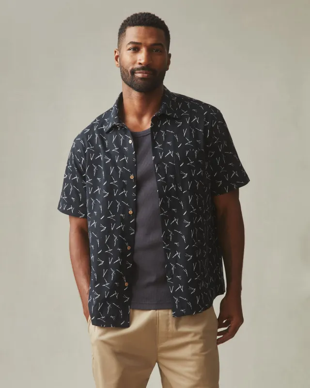 Men's Resort Shirt - Black White Print sold by American Giant