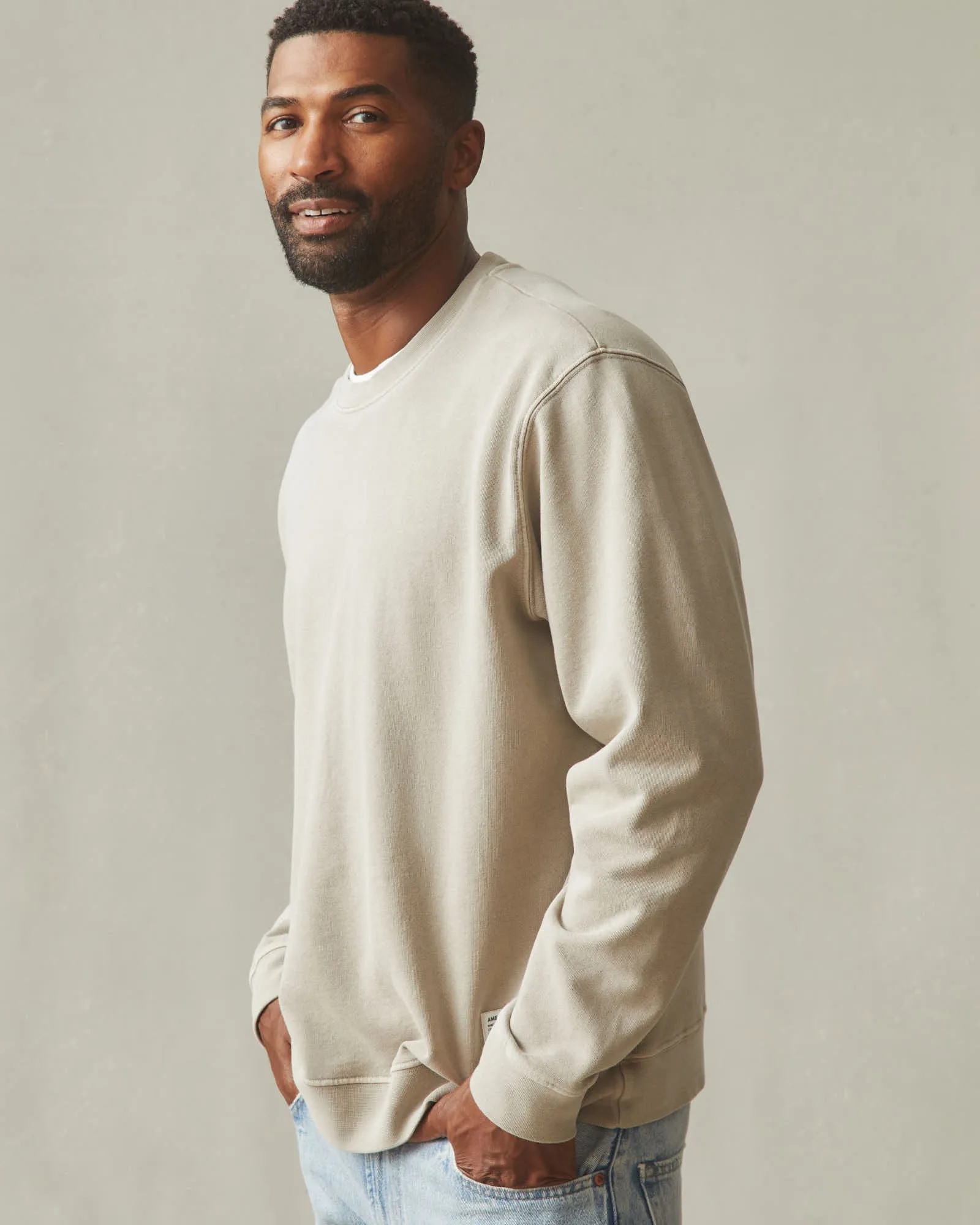 Men's Vintage Wash Relaxed French Terry Crew - Sand sold by American Giant product image thumbnail 3