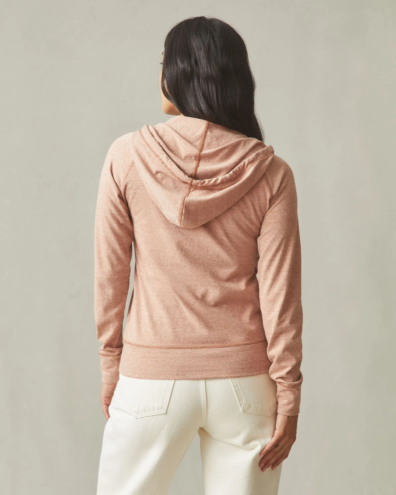 Women's Lightweight Full Zip - Leather Brown Heather sold by American Giant product image thumbnail 4