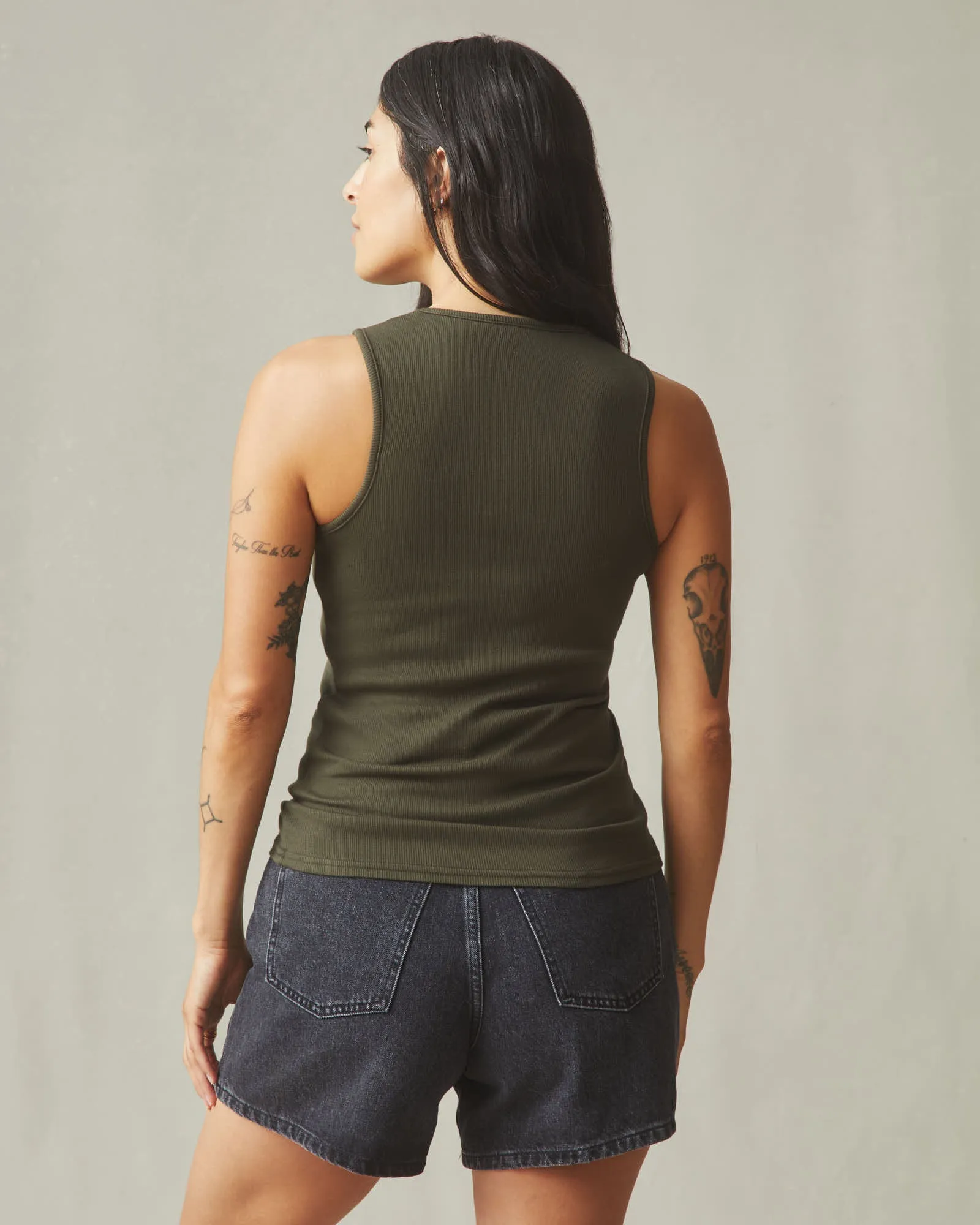 Women's Luxe Rib Tank - Deep Olive sold by American Giant product image thumbnail 4