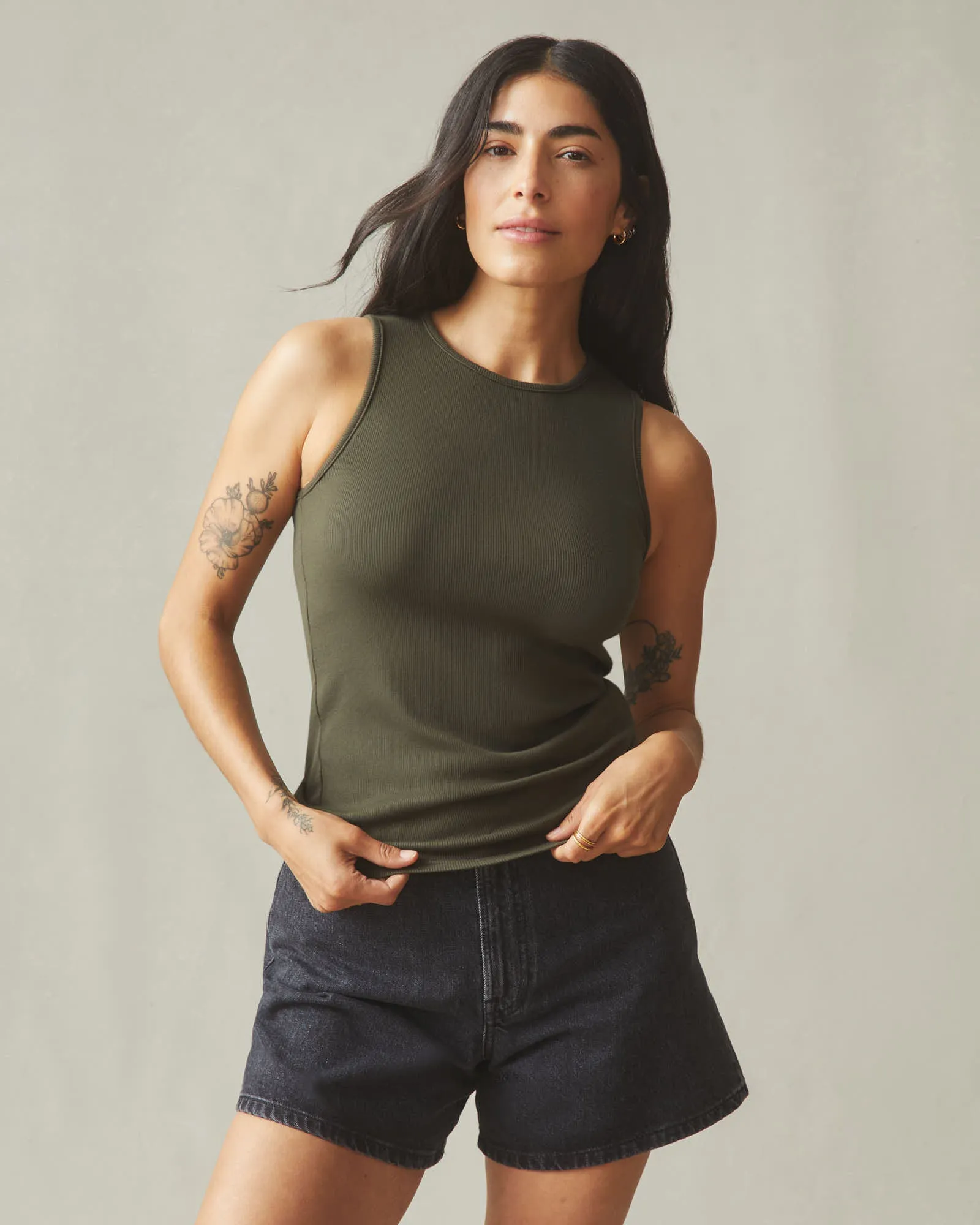 Women's Luxe Rib Tank - Deep Olive sold by American Giant product image thumbnail 2