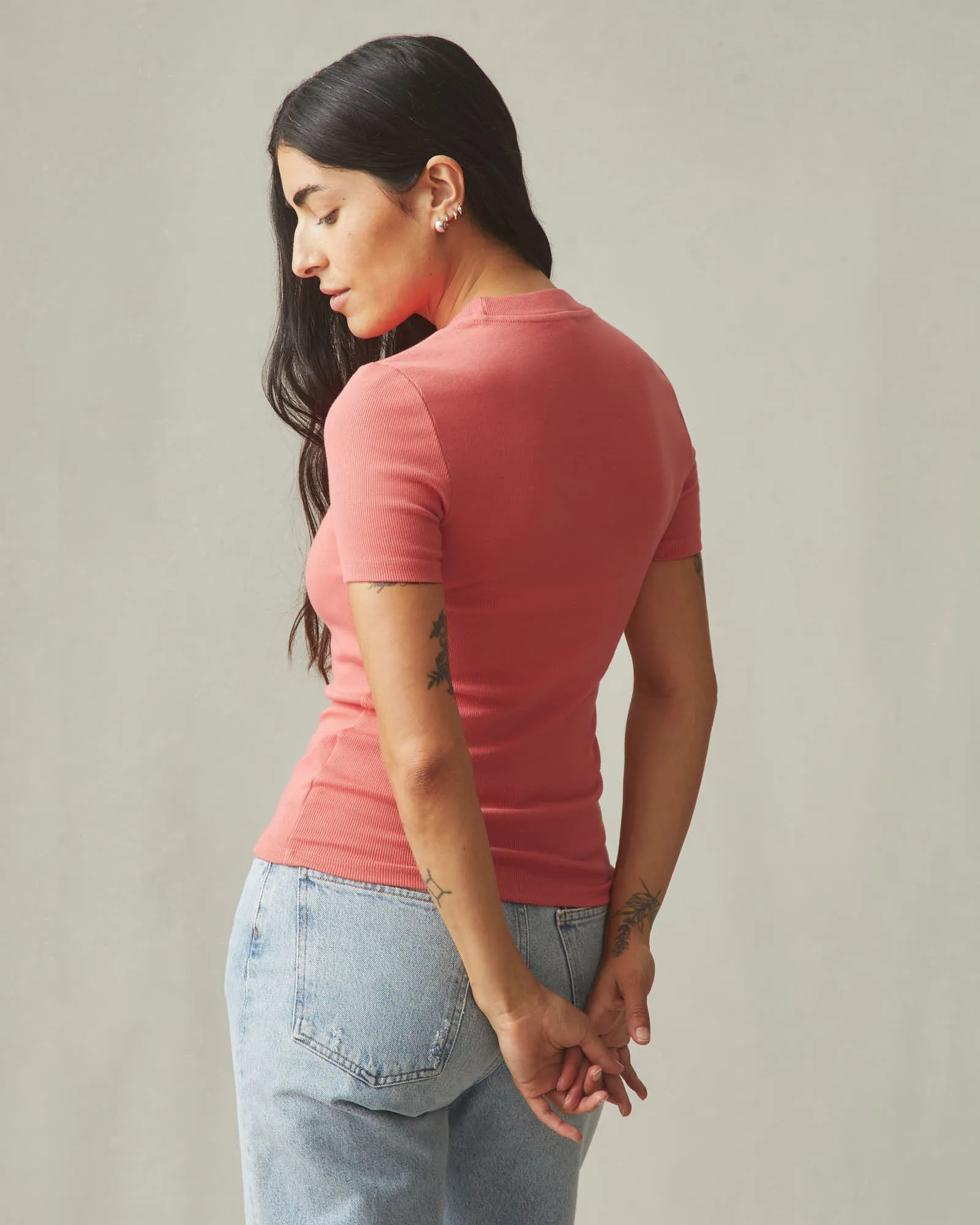 Women's Luxe Rib Crew Tee - Spiced Coral sold by American Giant product image thumbnail 3