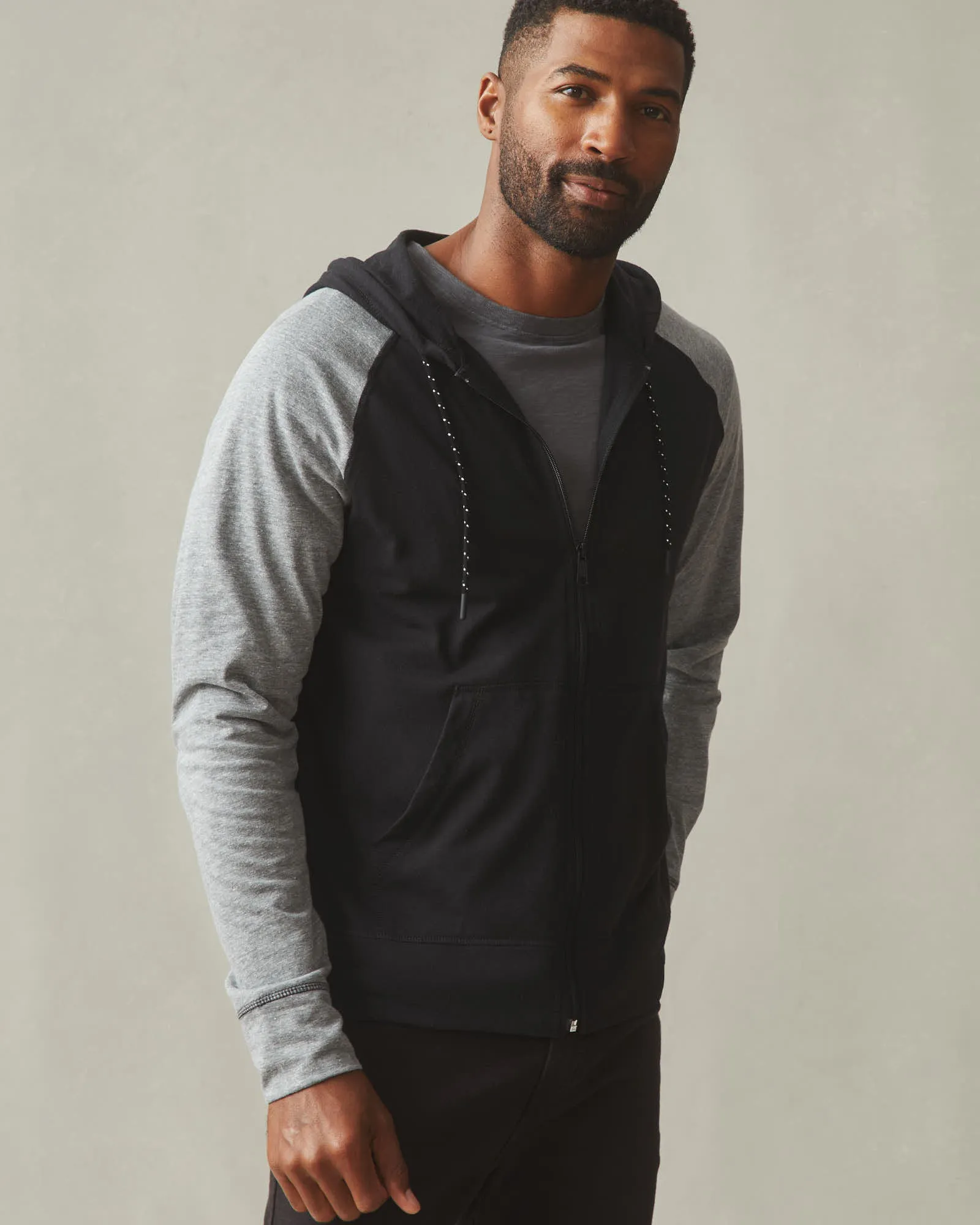 Men's Colorblock Lightweight Full Zip - Dark Charcoal Black Solid Heather sold by American Giant product image thumbnail 3