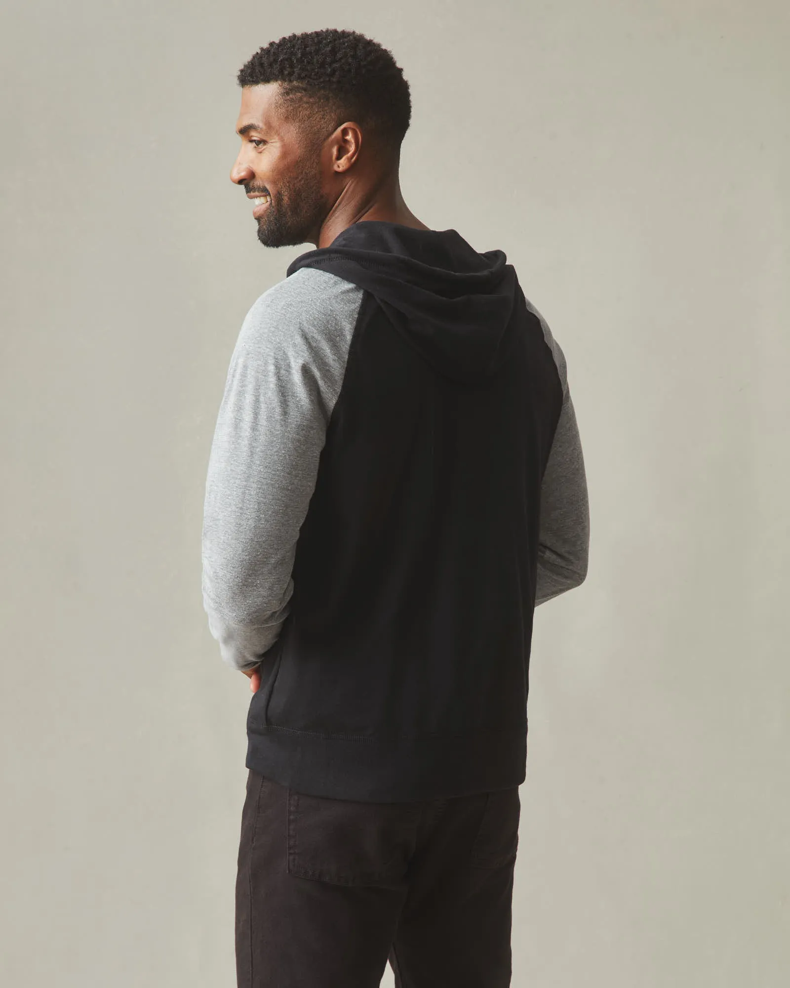 Men's Colorblock Lightweight Full Zip - Dark Charcoal Black Solid Heather sold by American Giant product image thumbnail 4