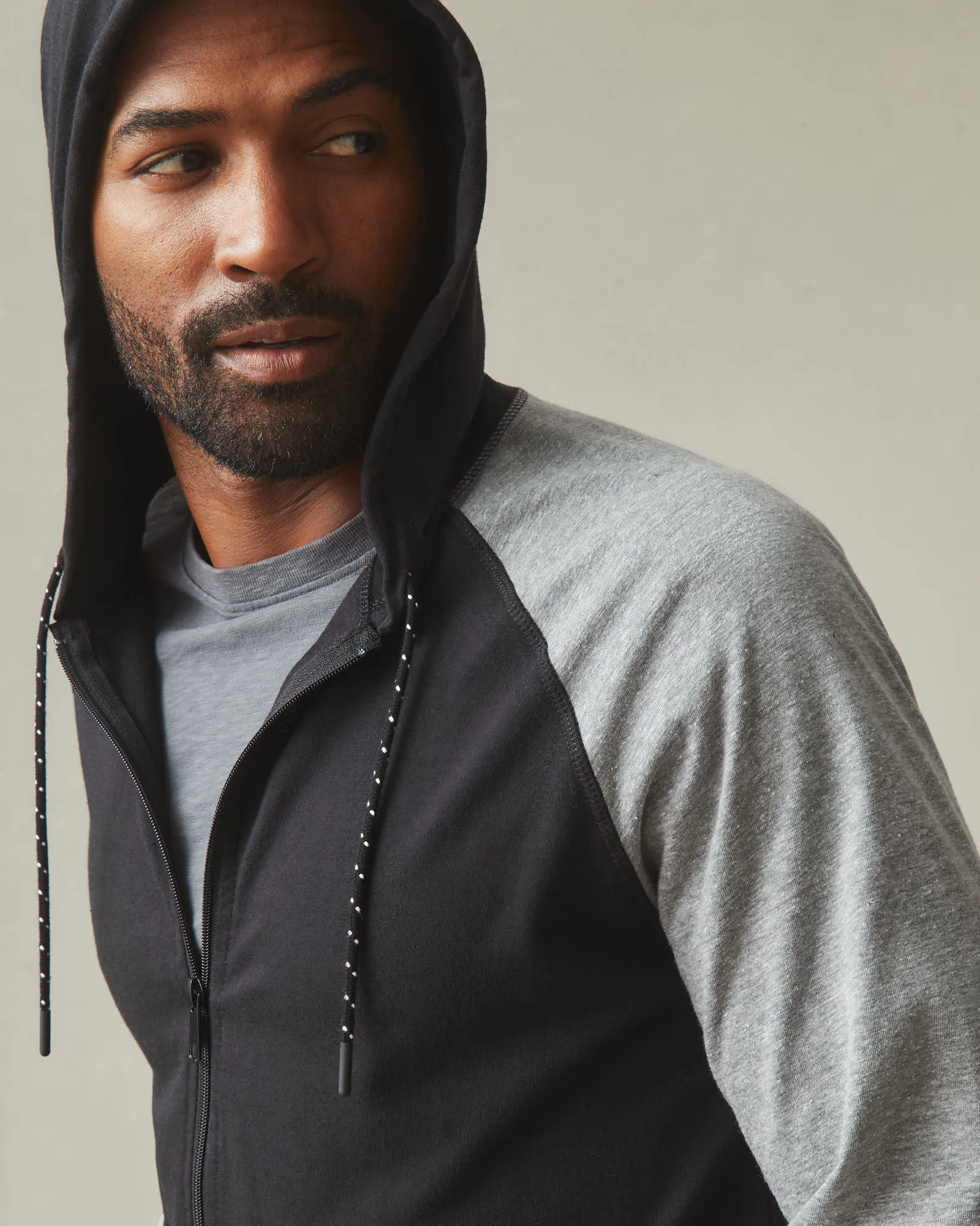 Men's Colorblock Lightweight Full Zip - Dark Charcoal Black Solid Heather sold by American Giant product image thumbnail 5