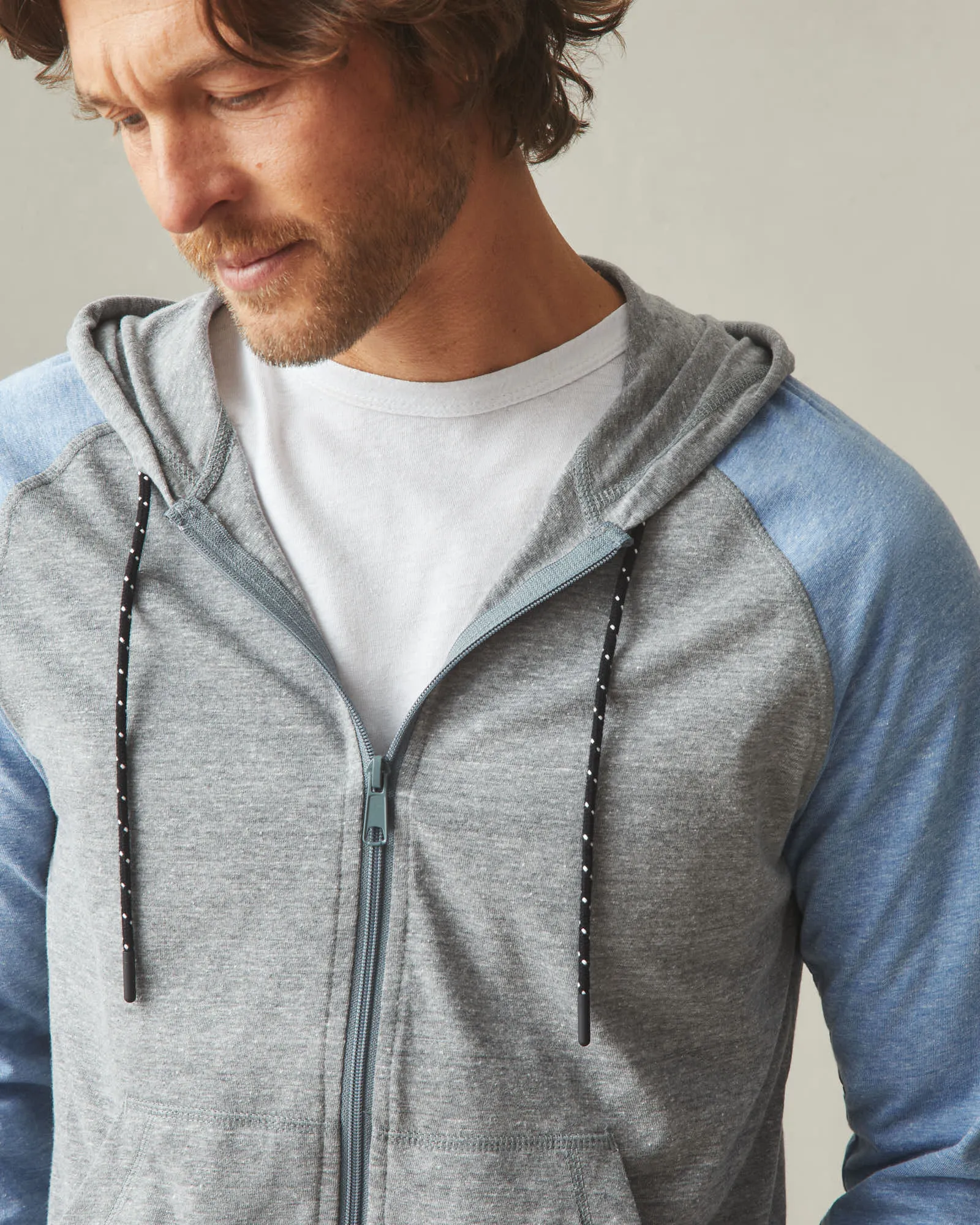 Men's Colorblock Lightweight Full Zip - Blue Jay Dark Charcoal Heather sold by American Giant product image thumbnail 5