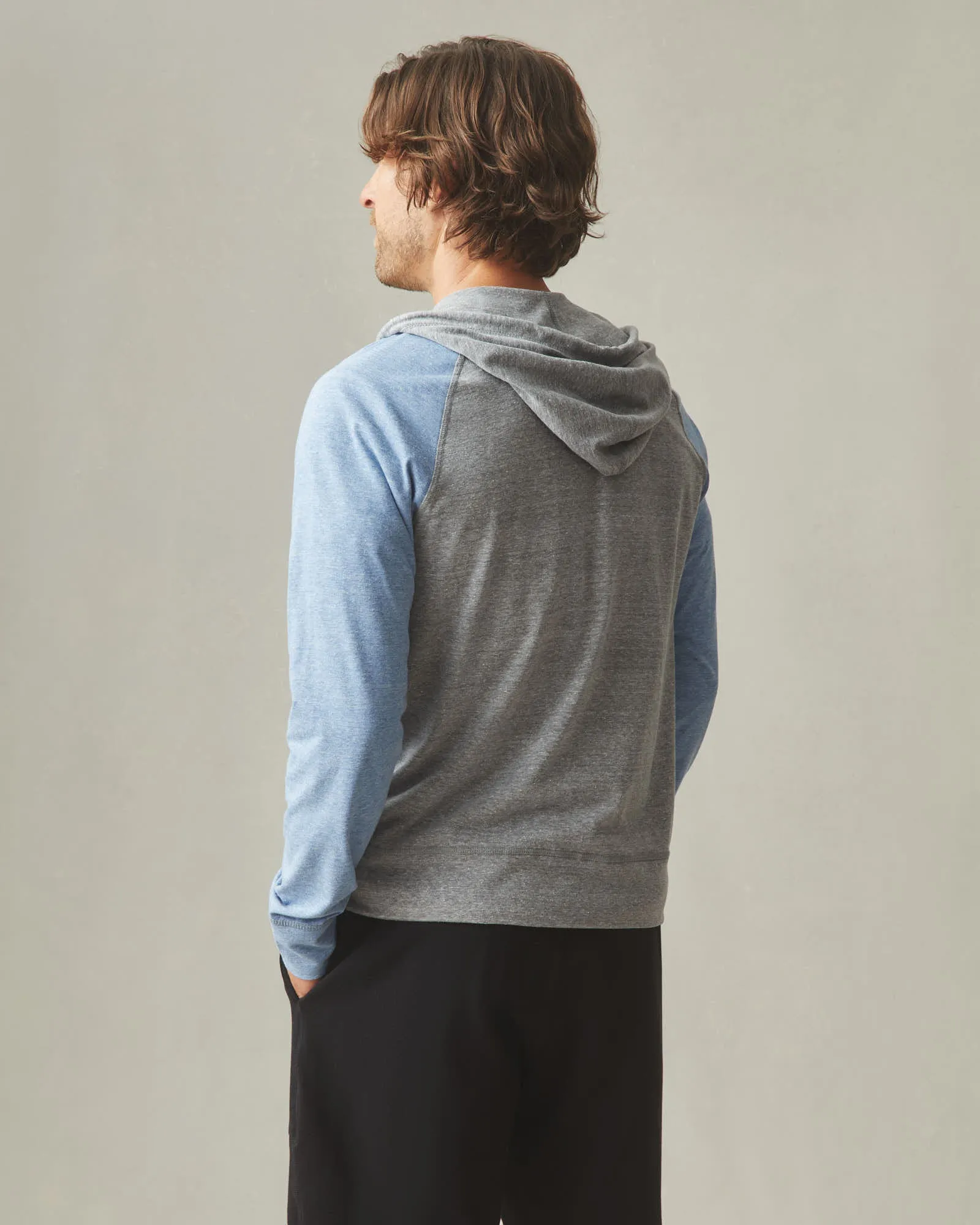 Men's Colorblock Lightweight Full Zip - Blue Jay Dark Charcoal Heather sold by American Giant product image thumbnail 4