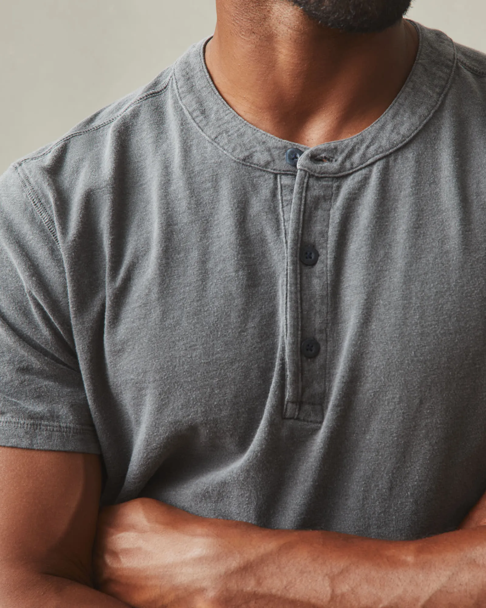 Men's Broken-In Premium Slub Henley - Washed Dark Charcoal sold by American Giant product image thumbnail 4