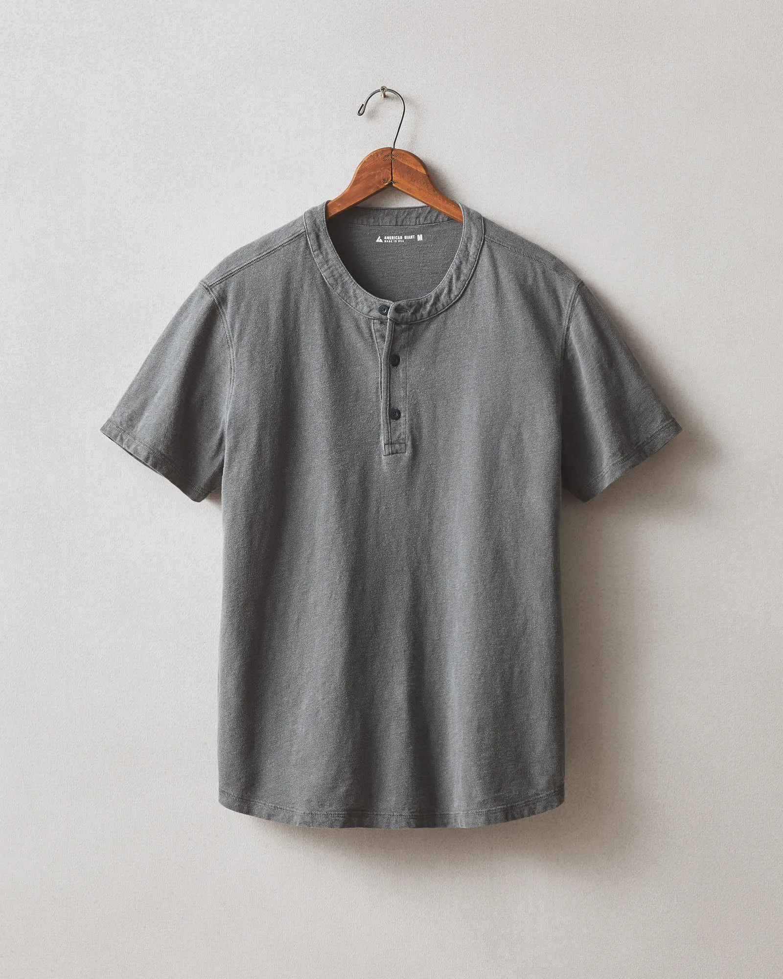 Men's Broken-In Premium Slub Henley - Washed Dark Charcoal sold by American Giant
