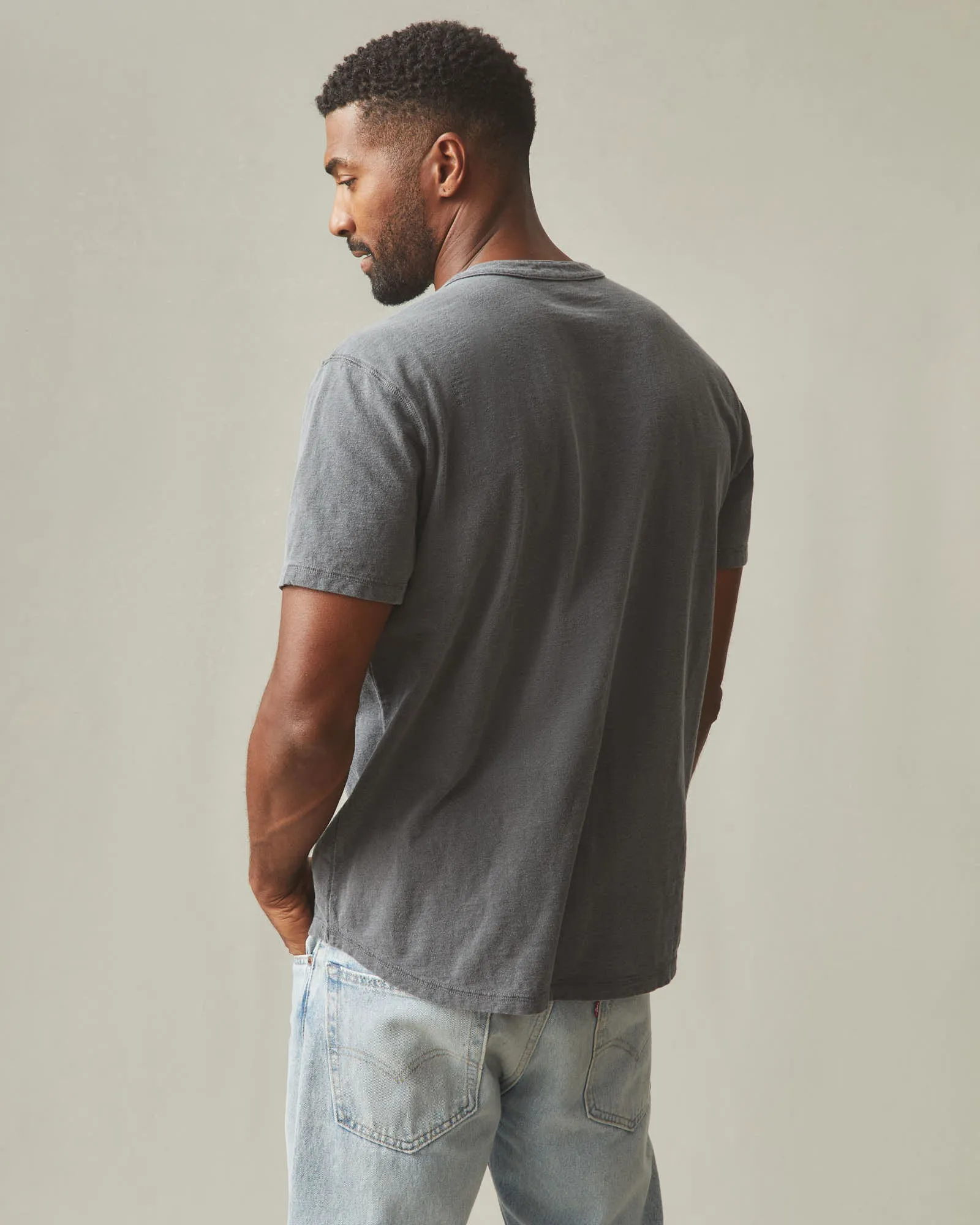 Men's Broken-In Premium Slub Henley - Washed Dark Charcoal sold by American Giant product image thumbnail 3
