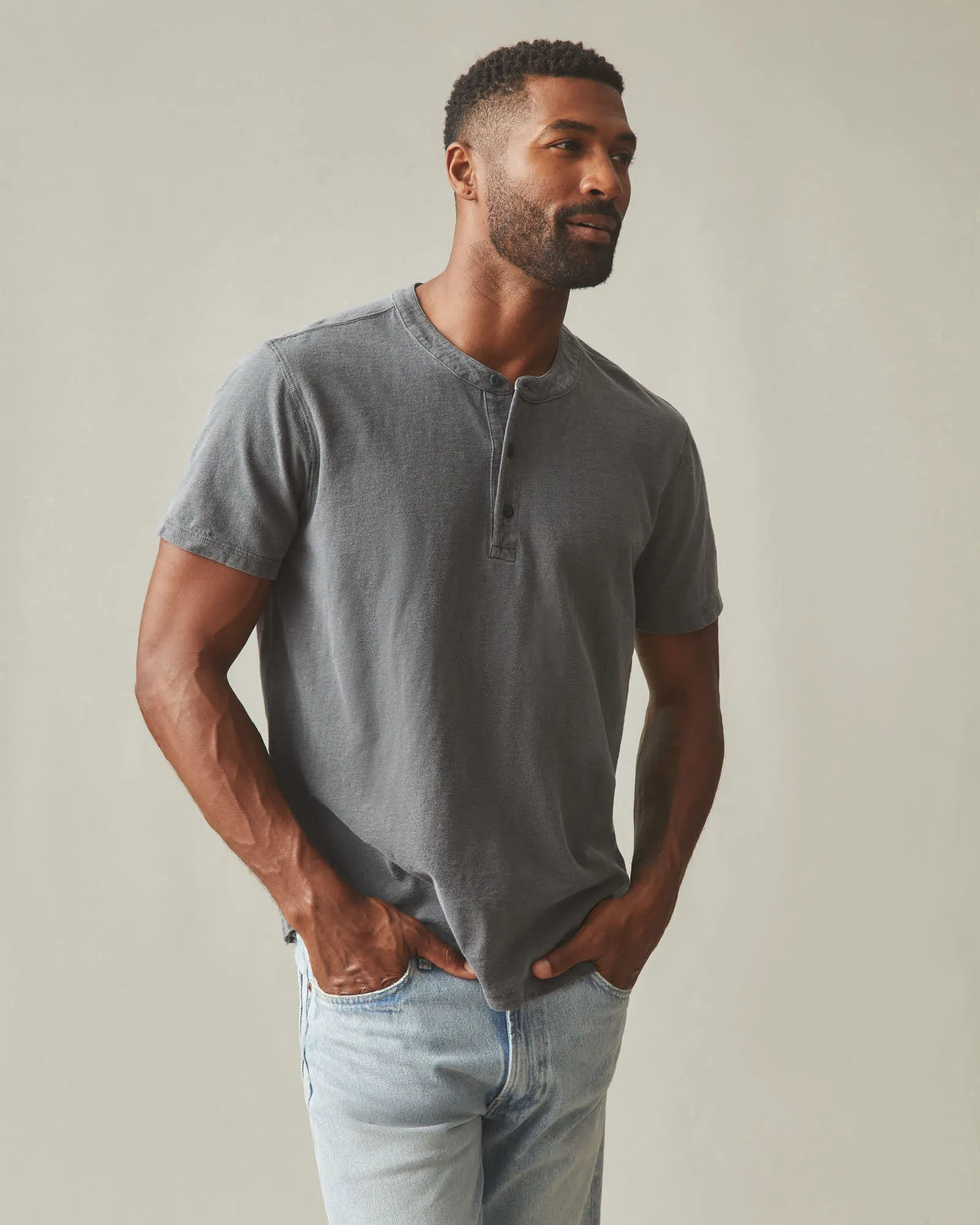 Men's Broken-In Premium Slub Henley - Washed Dark Charcoal sold by American Giant product image thumbnail 2
