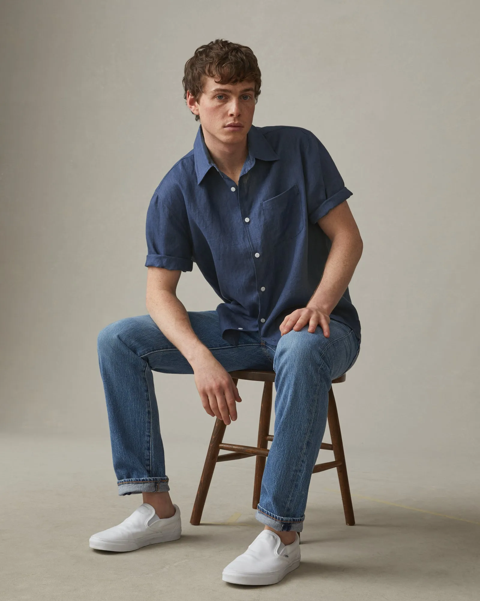 Men's Linen Shirt - Nautical Blue sold by American Giant product image thumbnail 5