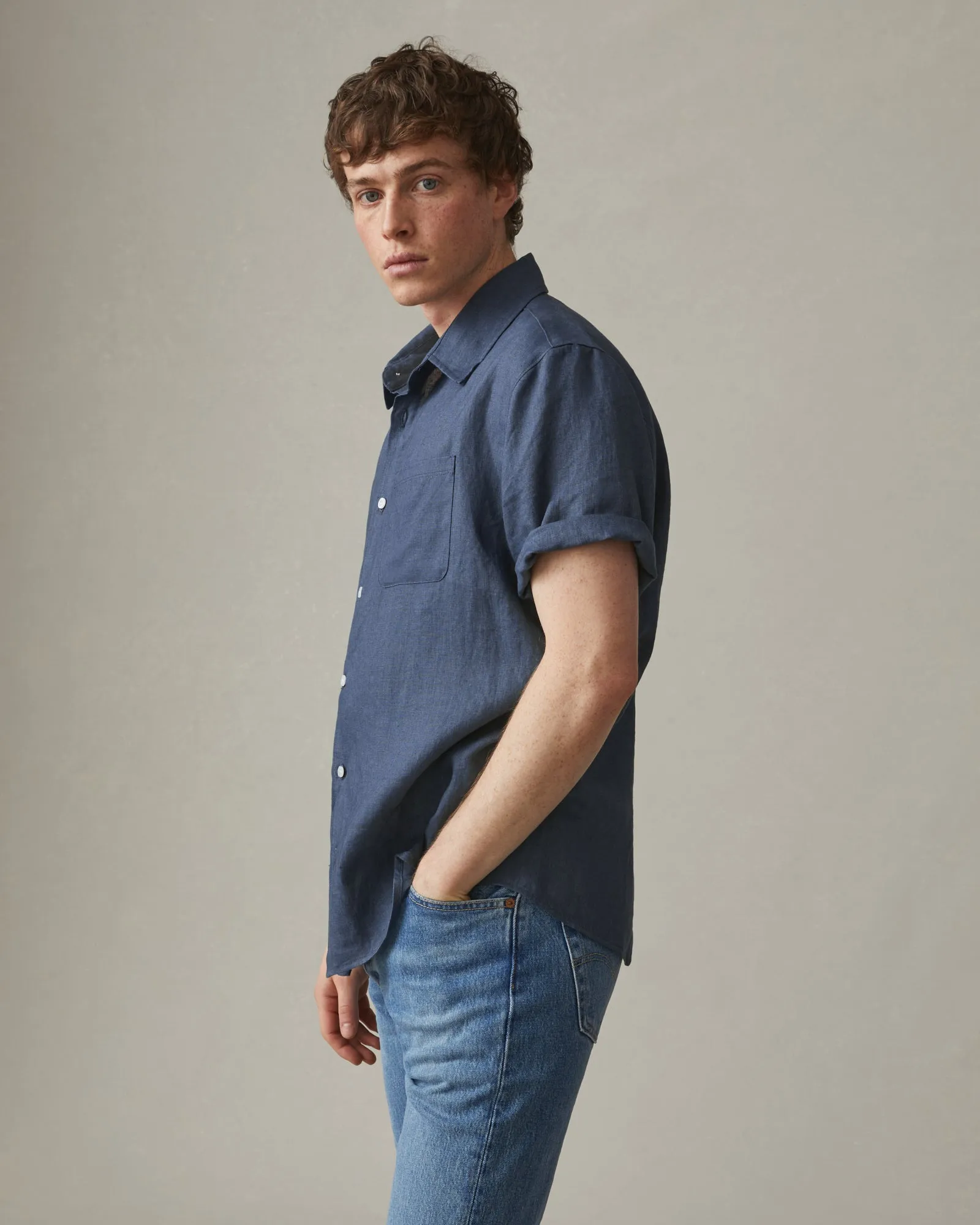 Men's Linen Shirt - Nautical Blue sold by American Giant product image thumbnail 2