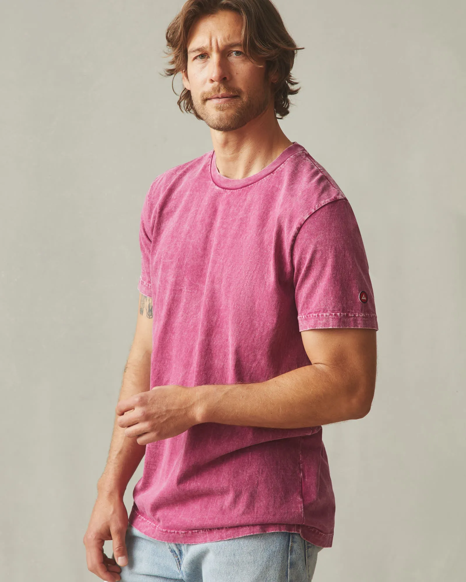 Men's Vintage Crew Tee - Mineral Wash Raspberry sold by American Giant product image thumbnail 3