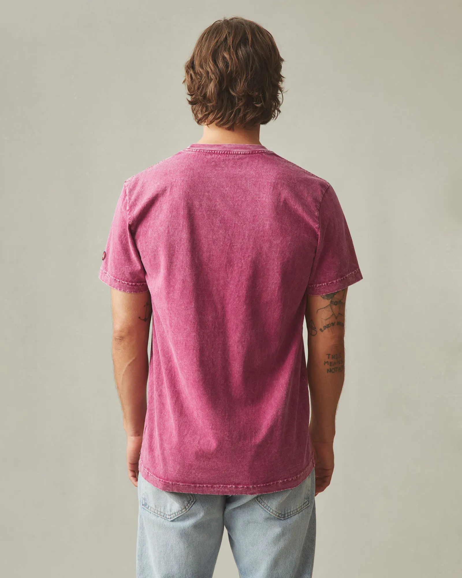 Men's Vintage Crew Tee - Mineral Wash Raspberry sold by American Giant product image thumbnail 4