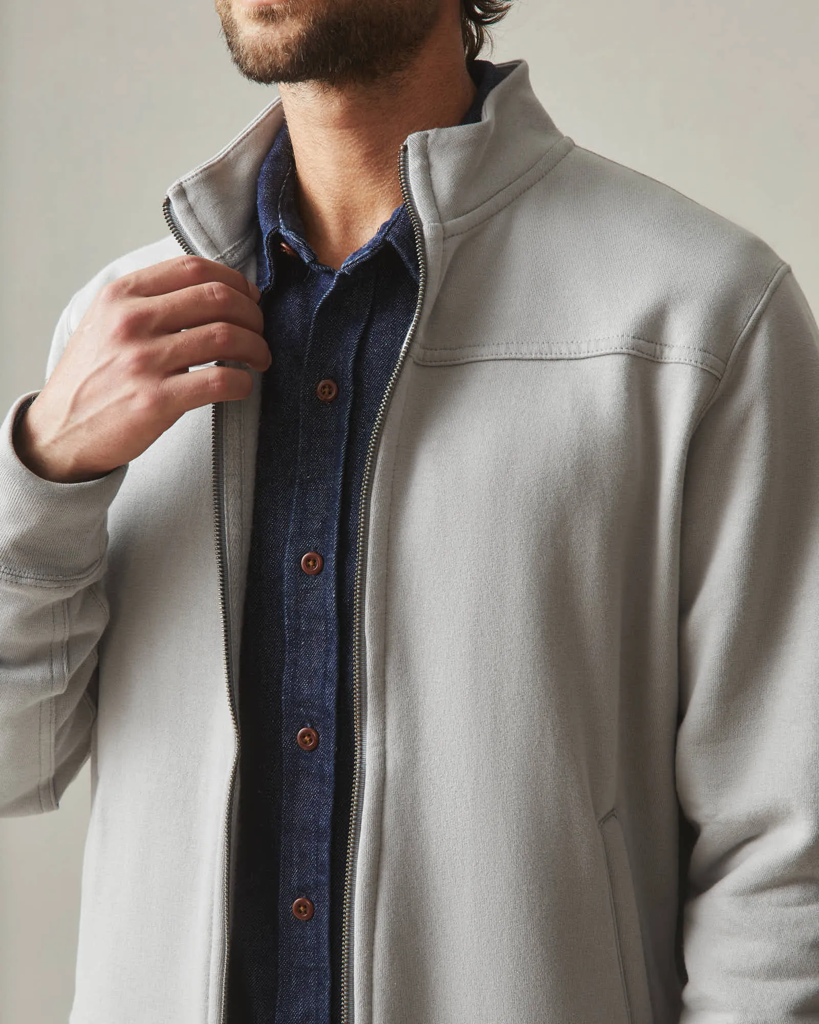 Men's Moto Full Zip - Ghost Grey sold by American Giant product image thumbnail 3