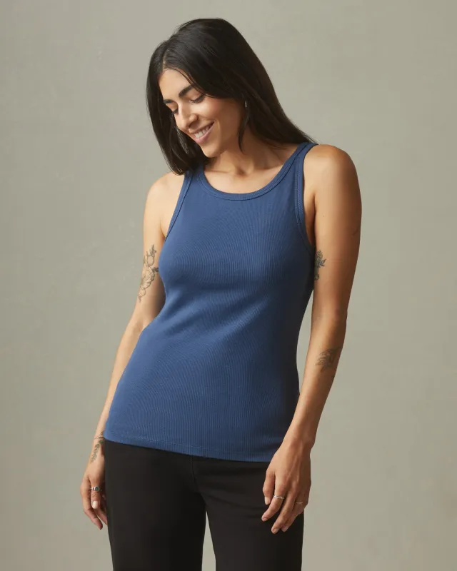 Women's Stretch Rib Tank - Cosmos Blue sold by American Giant
