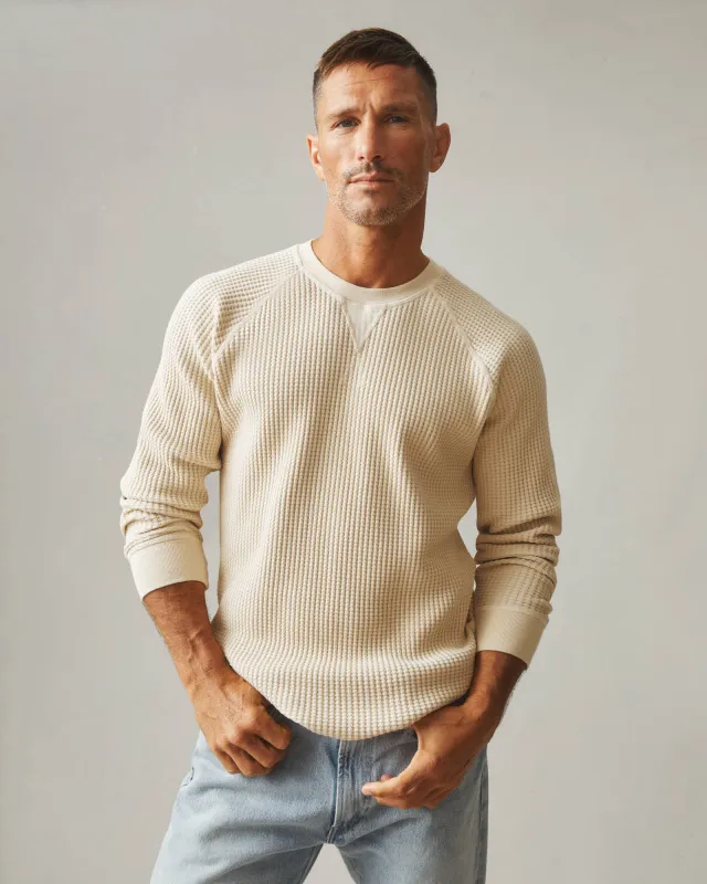 Men's Waffle Crew Long Sleeve - Creme Brulee sold by American Giant