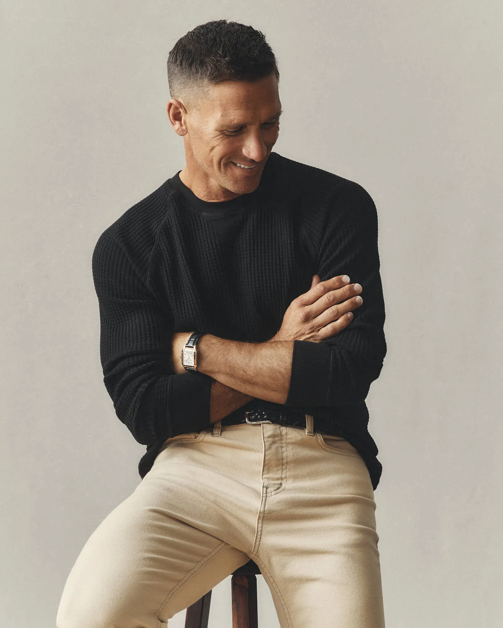 Men's Waffle Long Sleeve Crew - Black sold by American Giant product image thumbnail 5