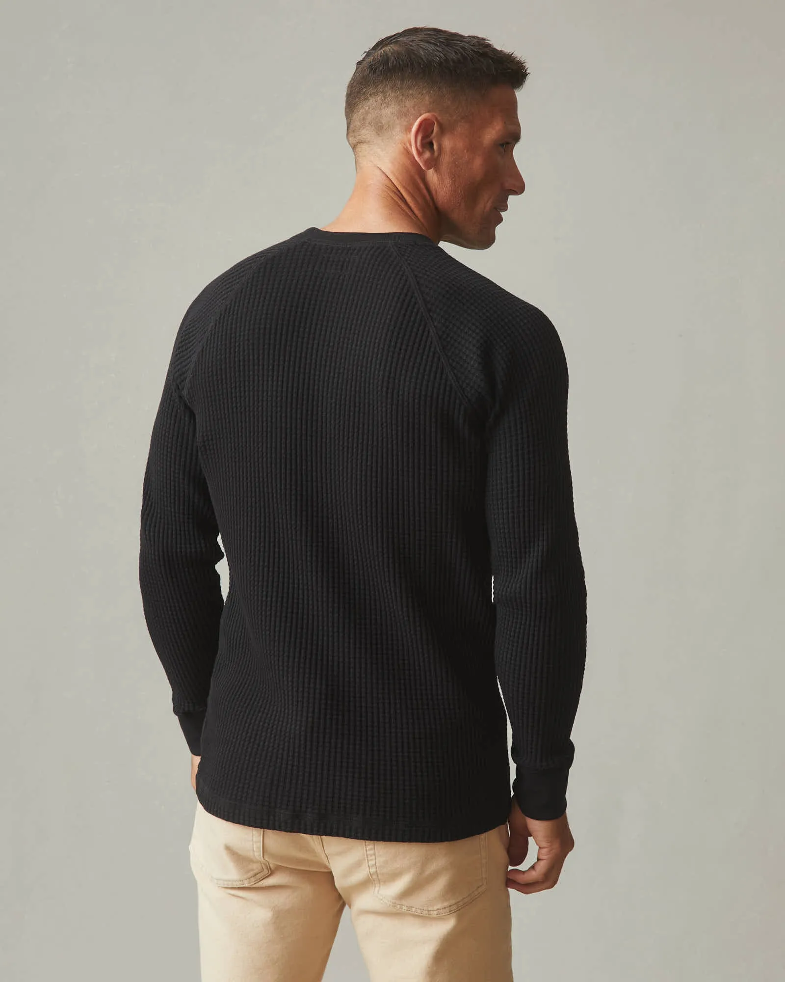 Men's Waffle Long Sleeve Crew - Black sold by American Giant product image thumbnail 4