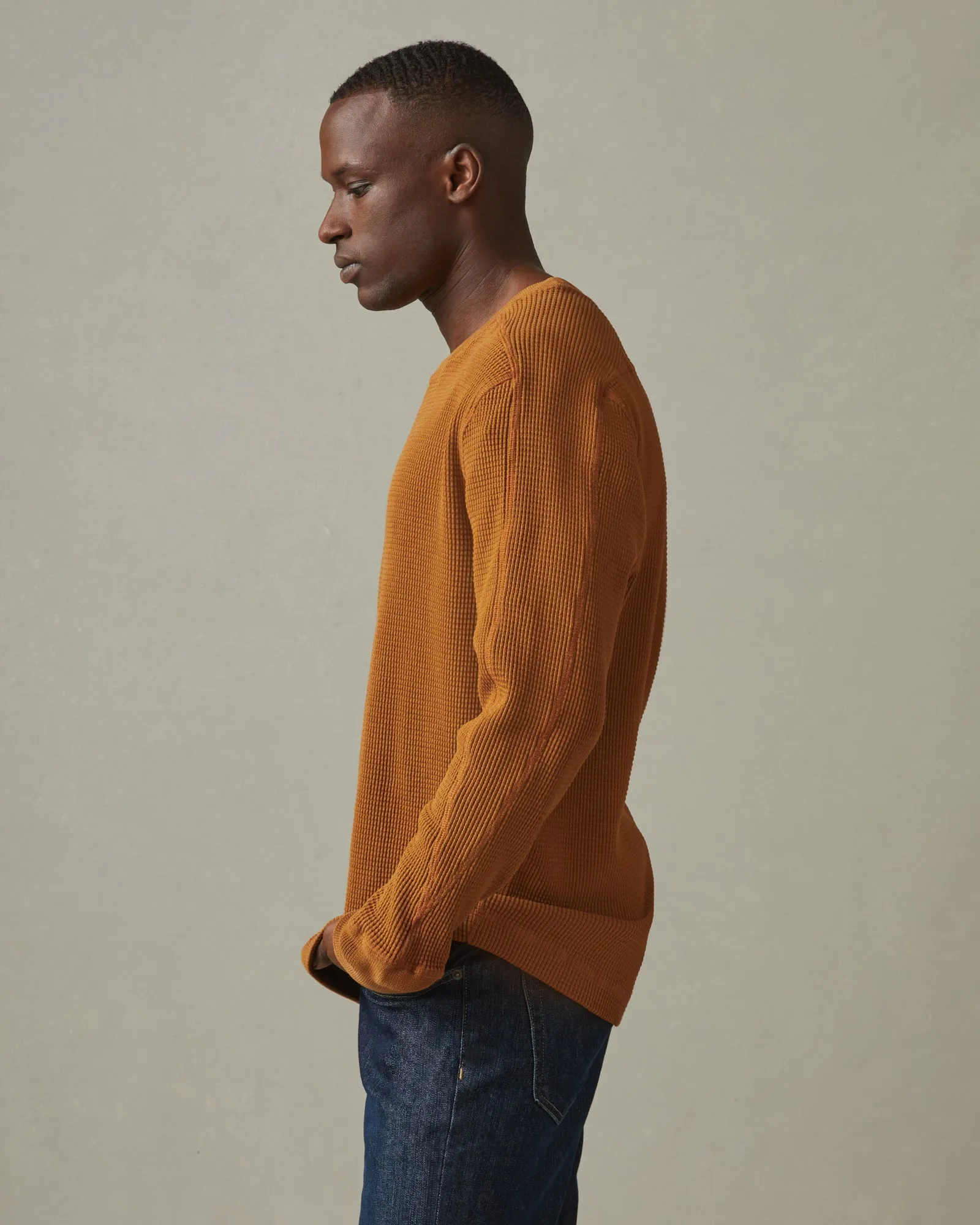 Men's Waffle Crew Long Sleeve - Honey sold by American Giant product image thumbnail 2