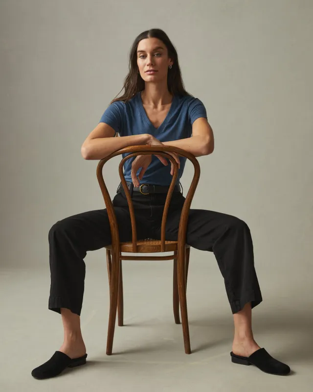 Women's Classic Cotton V-Neck Tee - Blue Storm Heather sold by American Giant