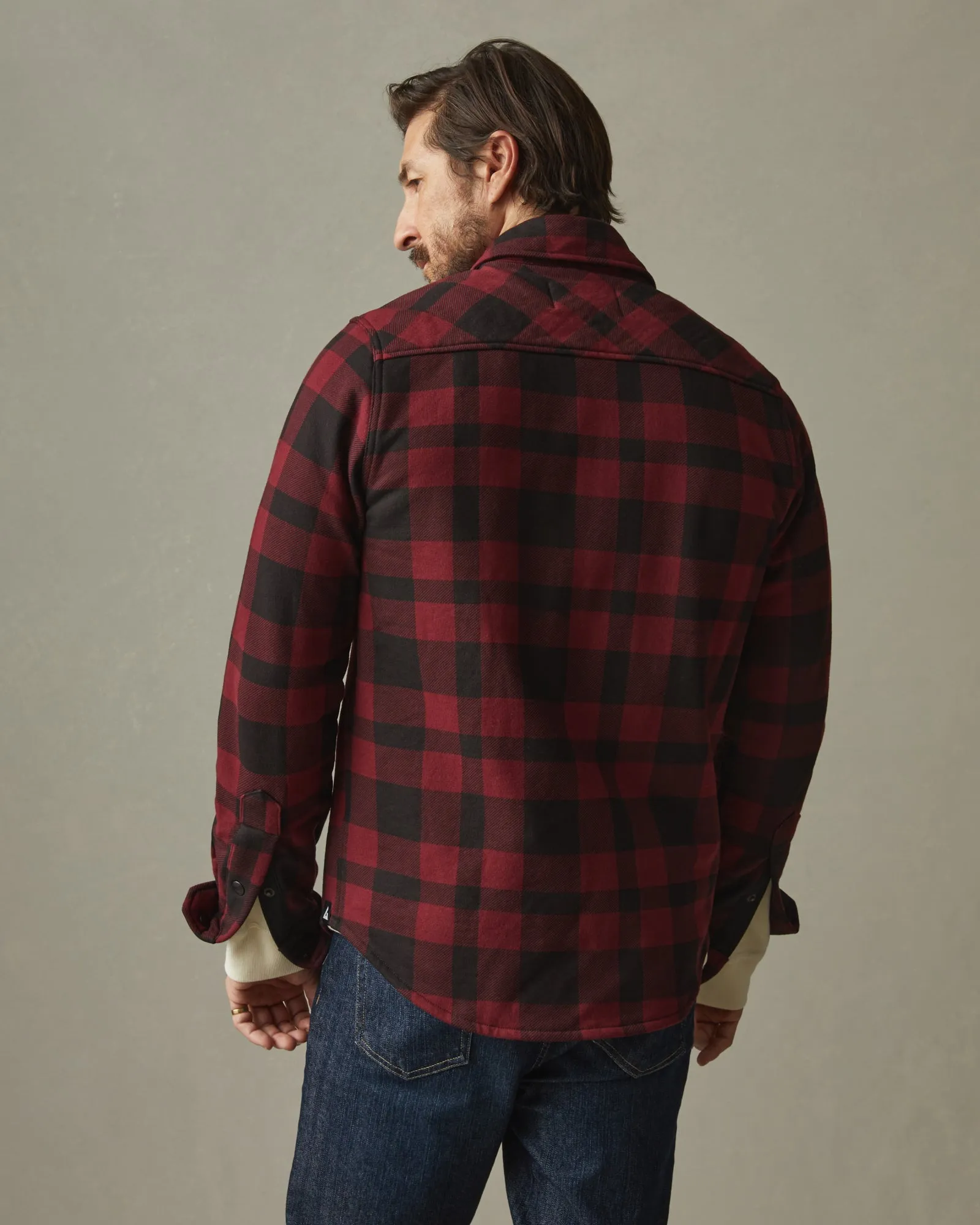 Unisex Redwood Fleece Overshirt - Oxblood Plaid sold by American Giant product image thumbnail 4
