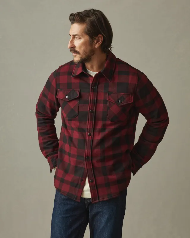 Unisex Redwood Fleece Overshirt - Oxblood Plaid sold by American Giant