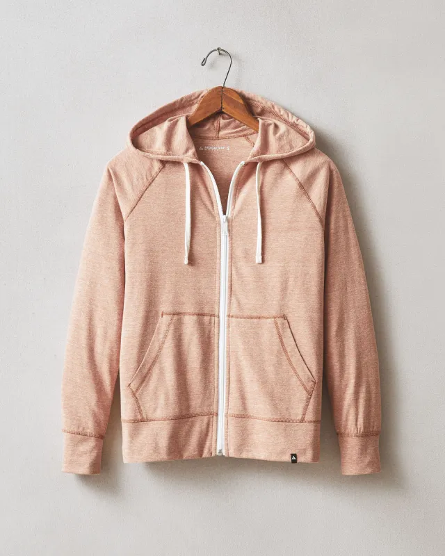 Women's Lightweight Full Zip - Canyon Clay Heather sold by American Giant