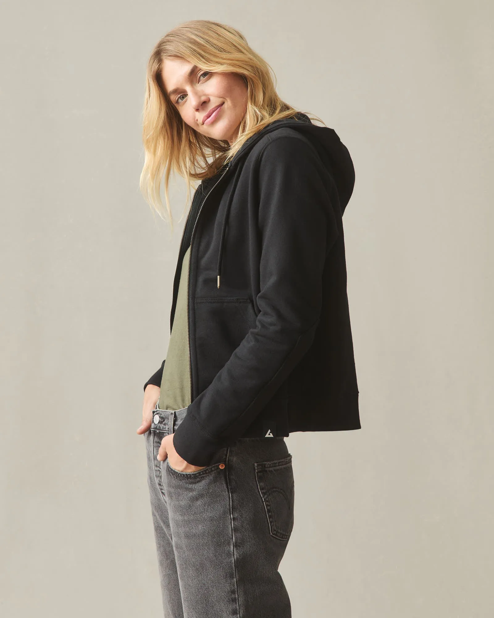 Women's Relaxed Classic Full Zip 2.0 - Black sold by American Giant product image thumbnail 4